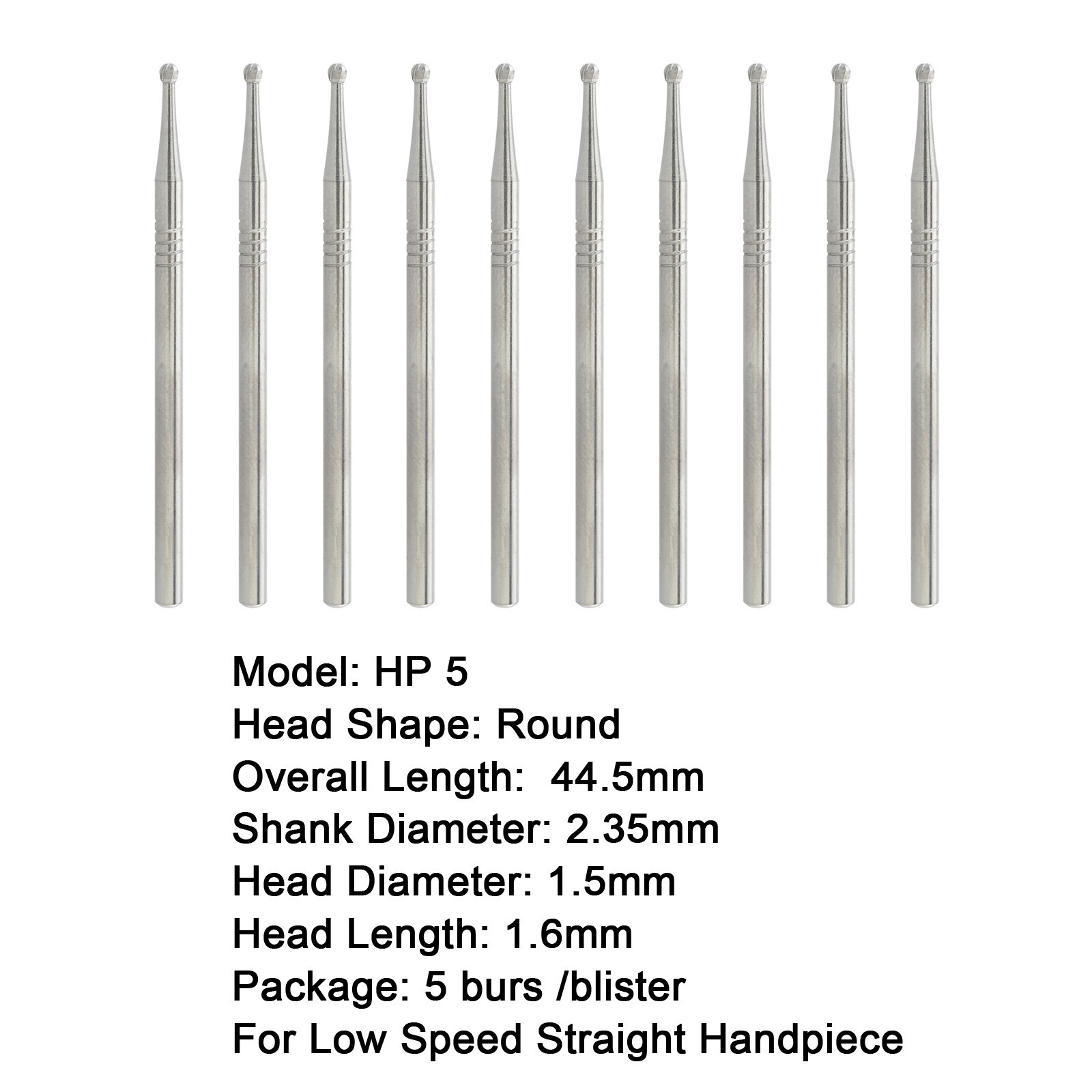 Wave Dental HP Burs Carbide Round HP 1/4 6 8 Long Straight Low Speed Bur 44.5m