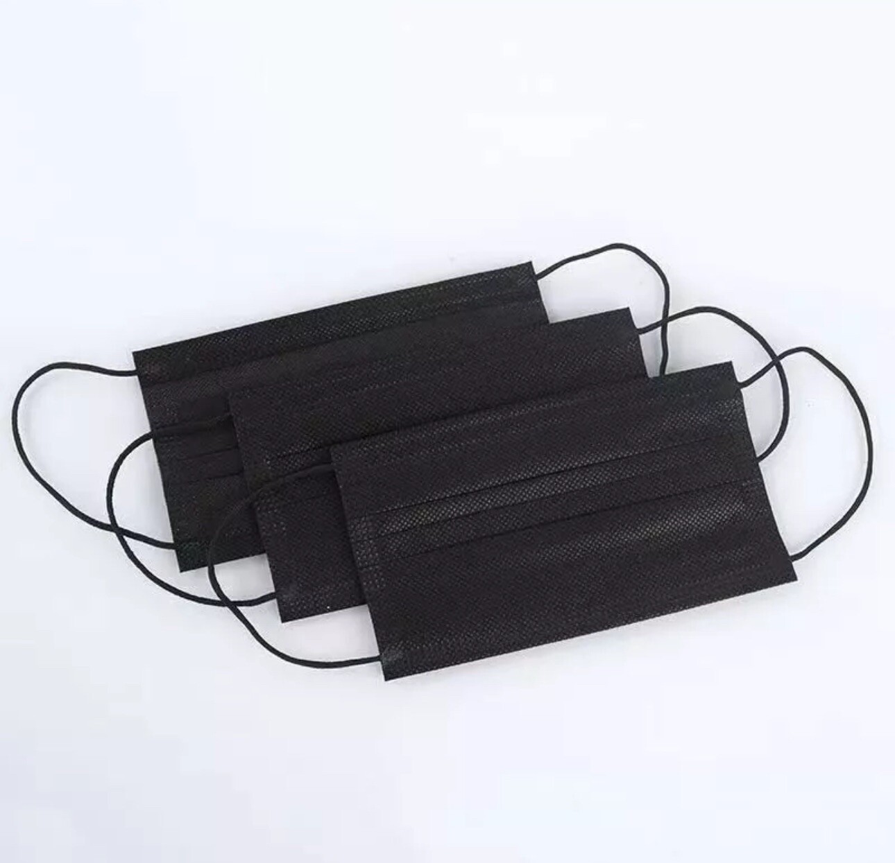 [50 Pcs]For Kids Children Black 3-Ply Disposable Face Mask Earloop Mouth Cover