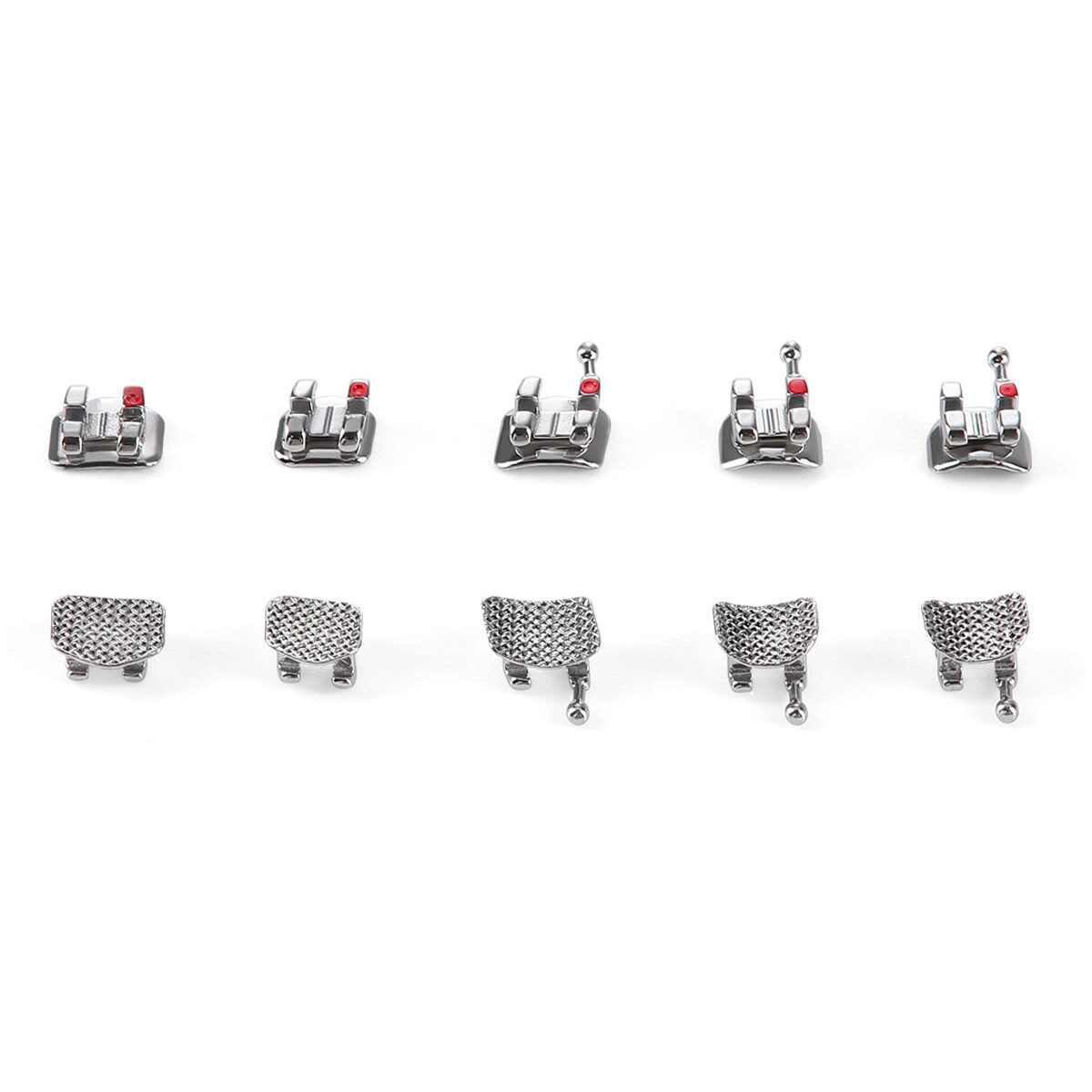 Dental Ortho Brackets Mini Roth MBT 0.022/0.018″ 3/345Hook Mesh Base Metal