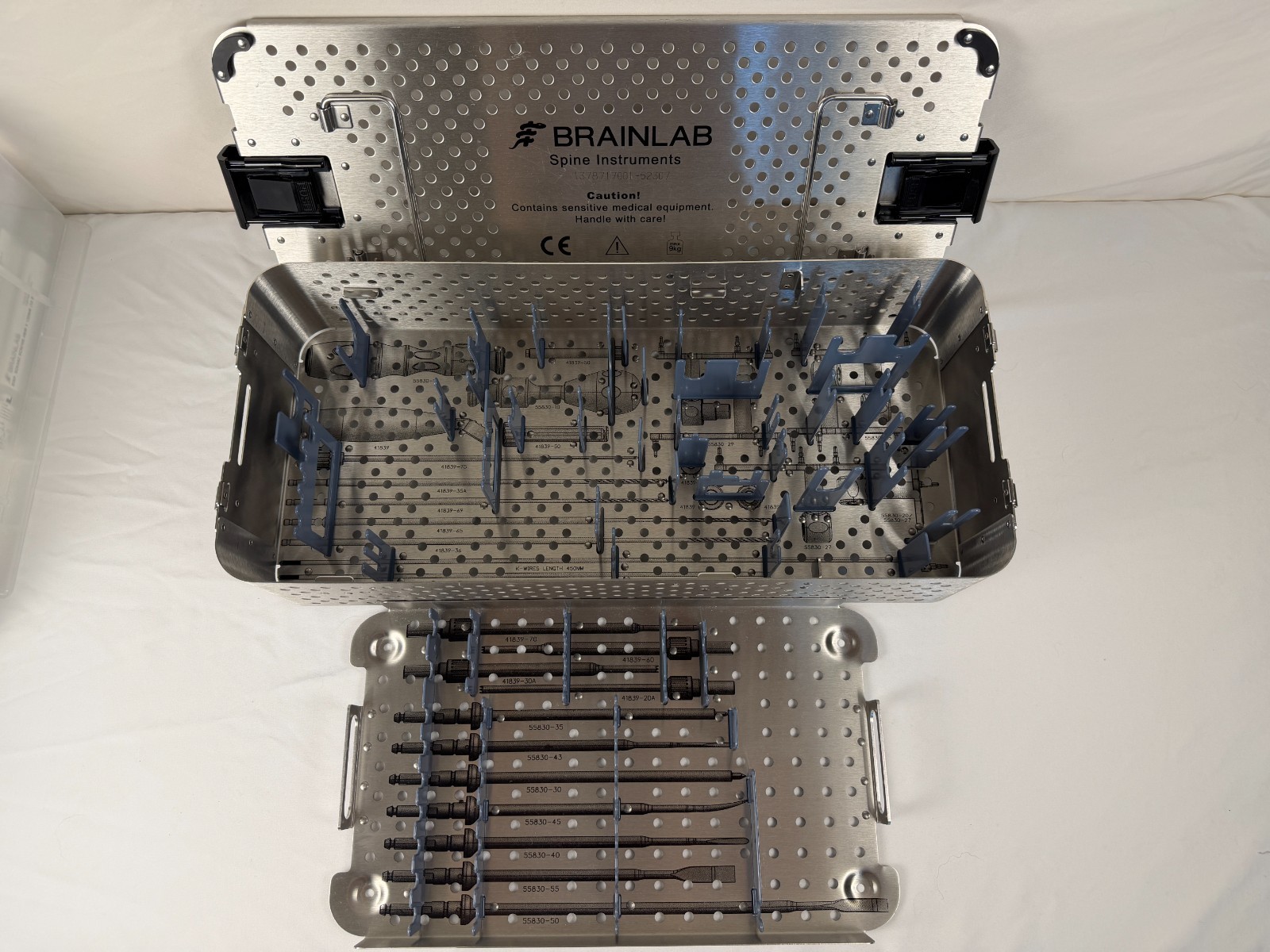 Brainlab Universal Spine Instrument Sterilization Tray w/ Lid Neuro