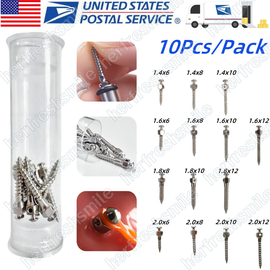 10Pcs Dental Mini Implant Micro Screws Titanium TC4 Screw TAS Anchorage 14 Sizes