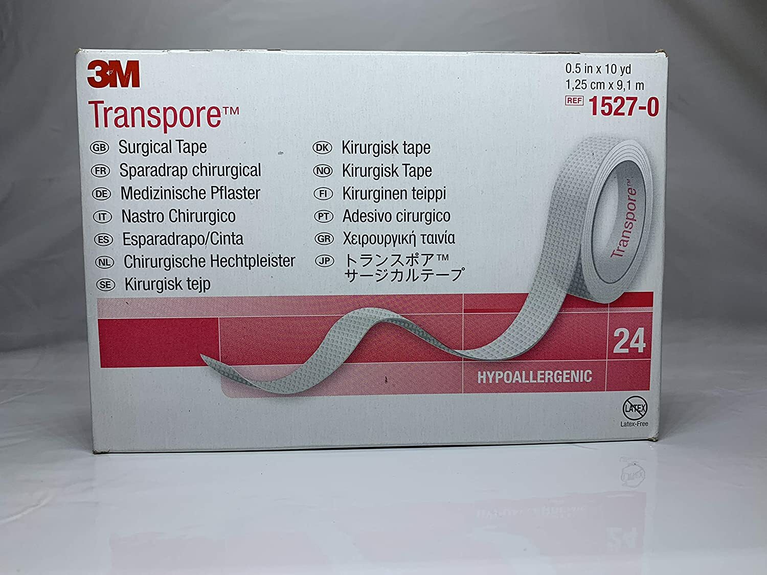 *24-Rolls * 3M Transpore Surgical Hypoallergenic Tape 0.5″ x 10 Yards 1527-0