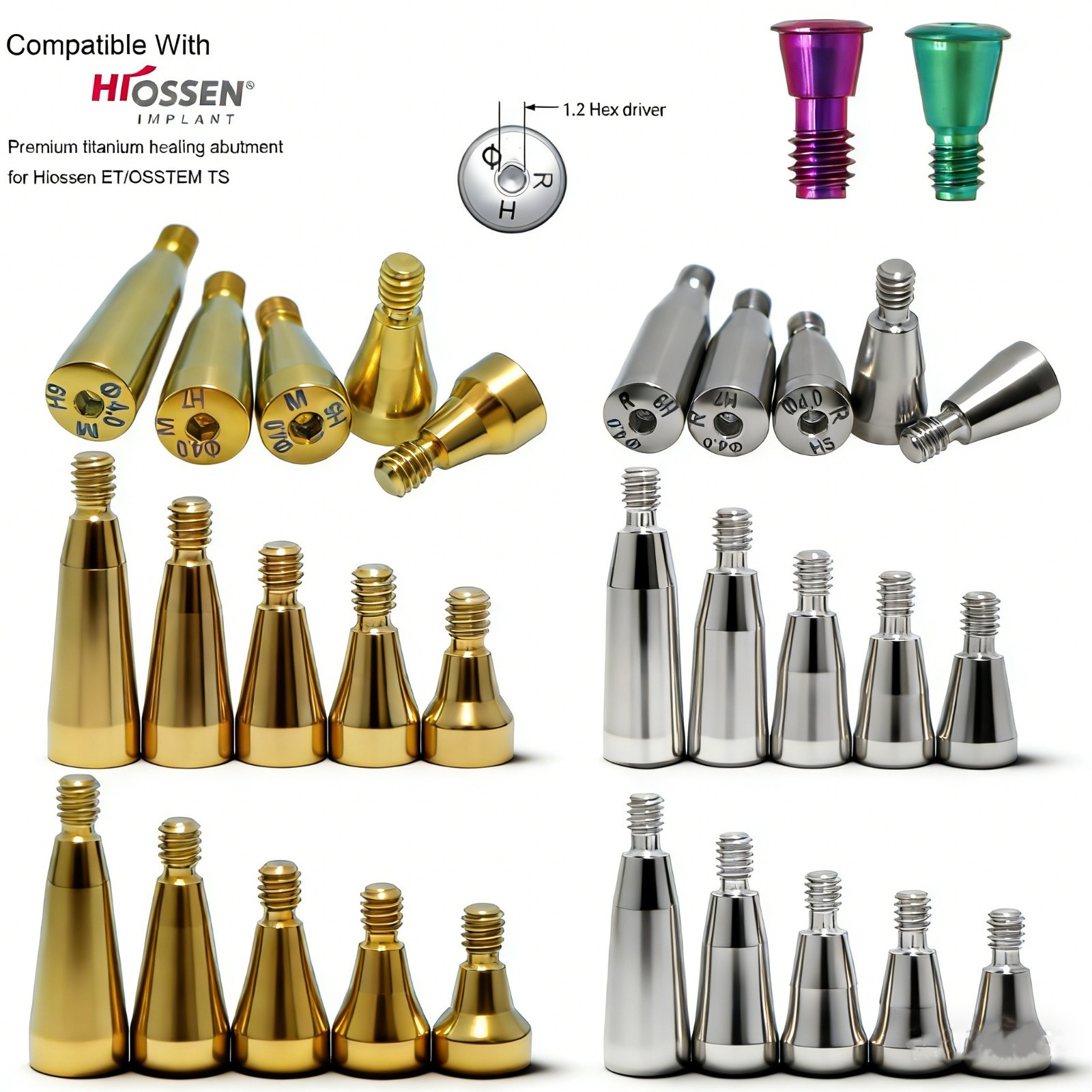 US Mini Regular Hex Platform Dental Healing Abutment Fits Osstem TS Hiossen ET