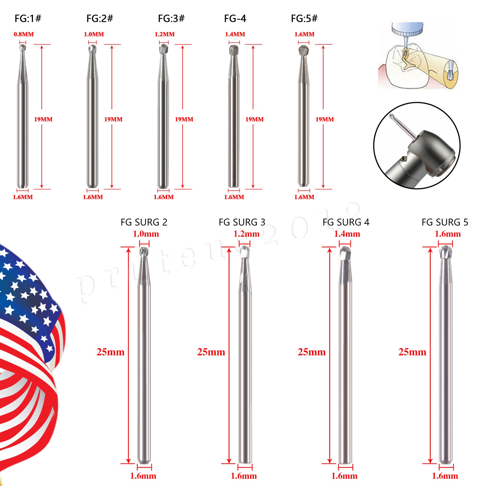 Dental Carbide Surgical Length Long Bur 557 556 558 2 3 4 5 25mm For High Speed