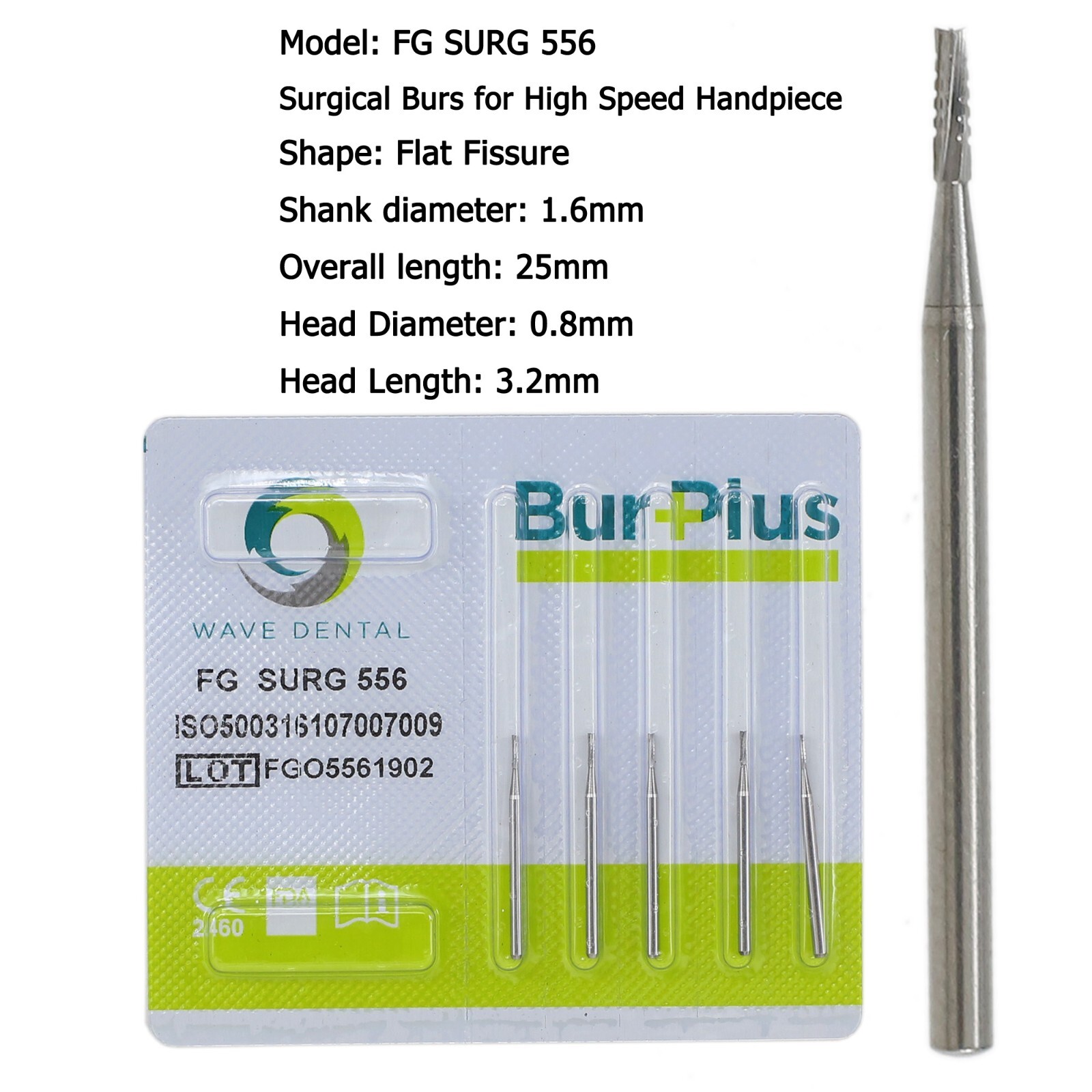 Wave Dental Carbide Surgical Burs FG SURG 2 4 557 557L 702 Long Shank High Speed
