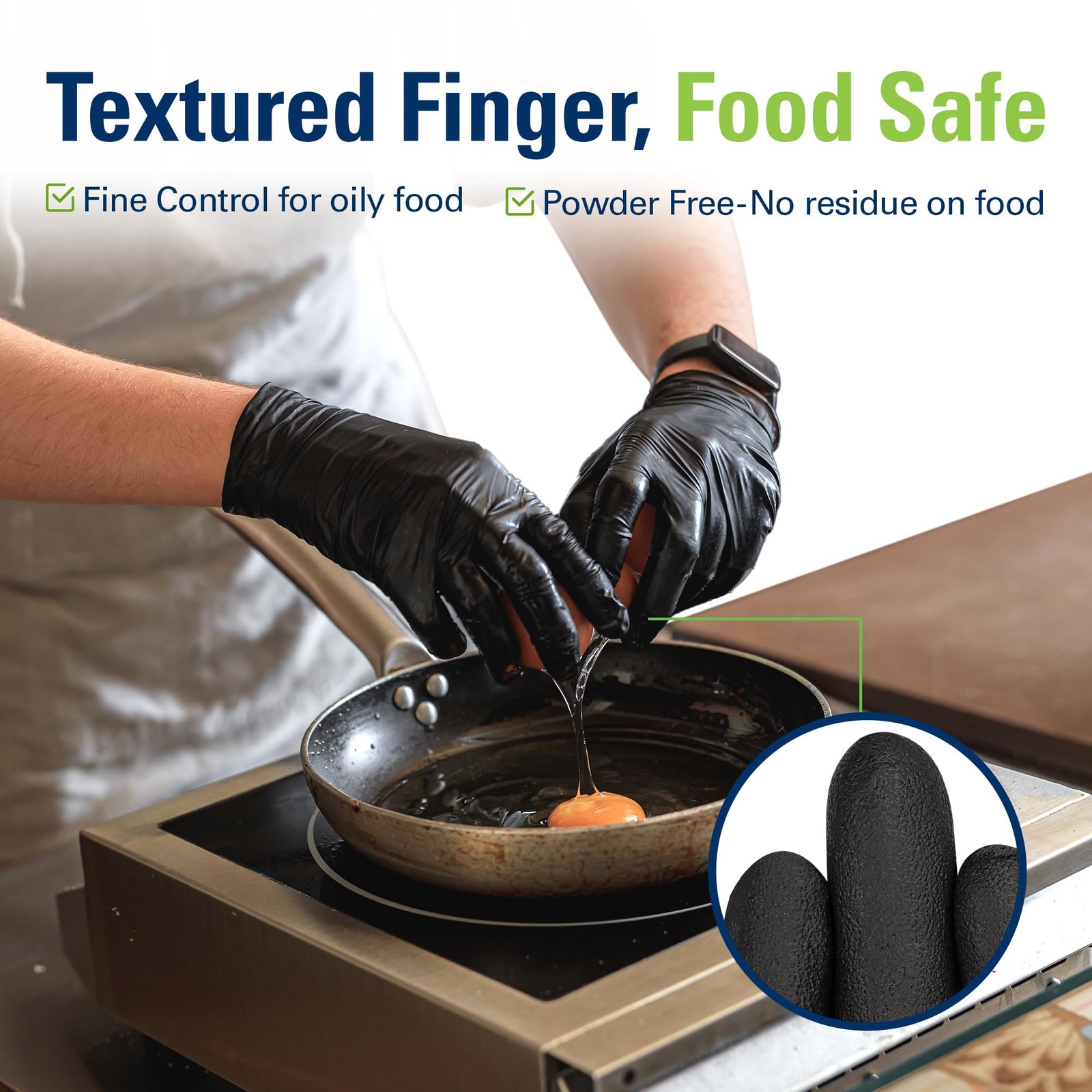 Black Nitrile Gloves,Food Safe Disposable Gloves Latex Free, Rubber Gloves L 100