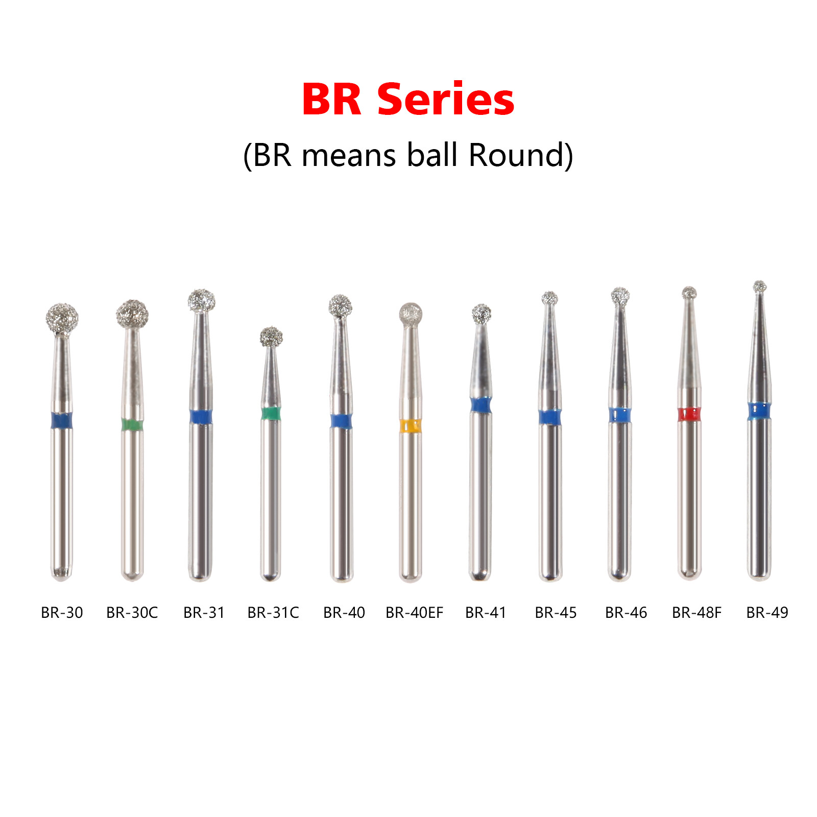 100 piezas Burr fresas de diamante salees FG medio 1,6mm FG1.6mm