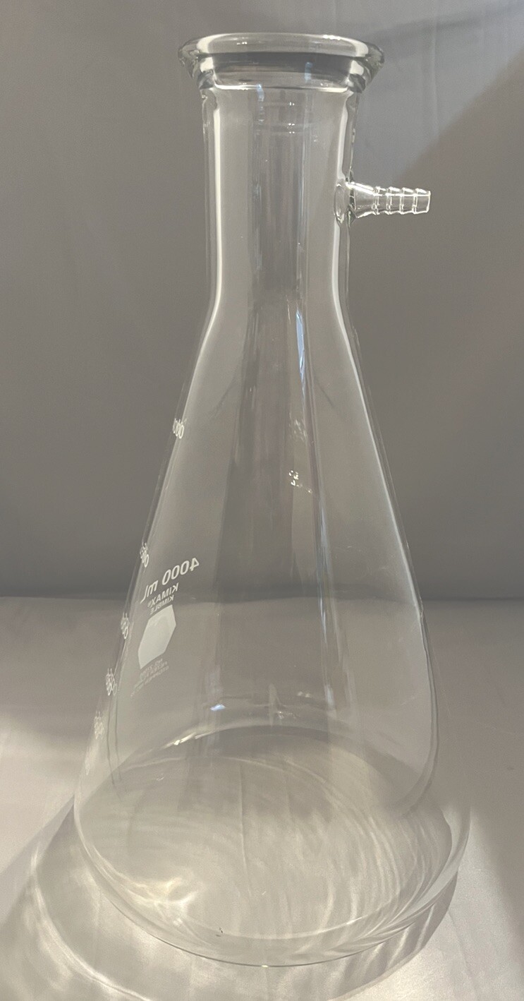 KIMAX 4000mL 4L Glass Heavy Wall Filtering Flask 12mm Hose Conn. 27060-4L