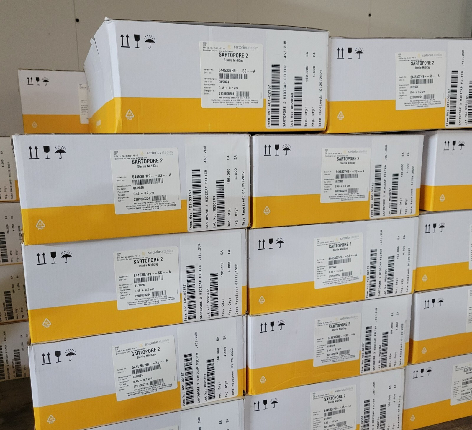 Sartopore 2 Sterile Midicap Filters 4/pk, 0.45 + 0.2 µm, Sartorius 5445307H9–SS