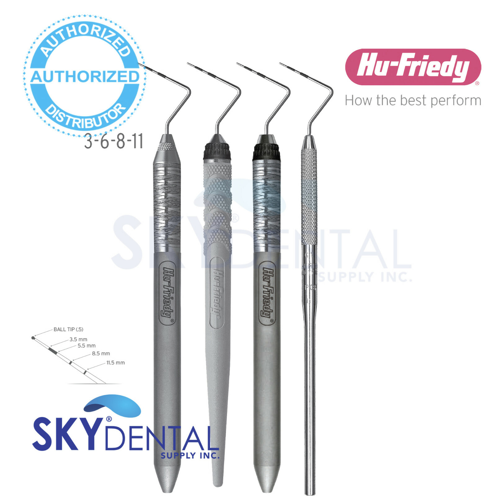 Hu-Friedy Single ended CP-11 Color Coded Probe PCP11, PCP116, PCP117, PCP118