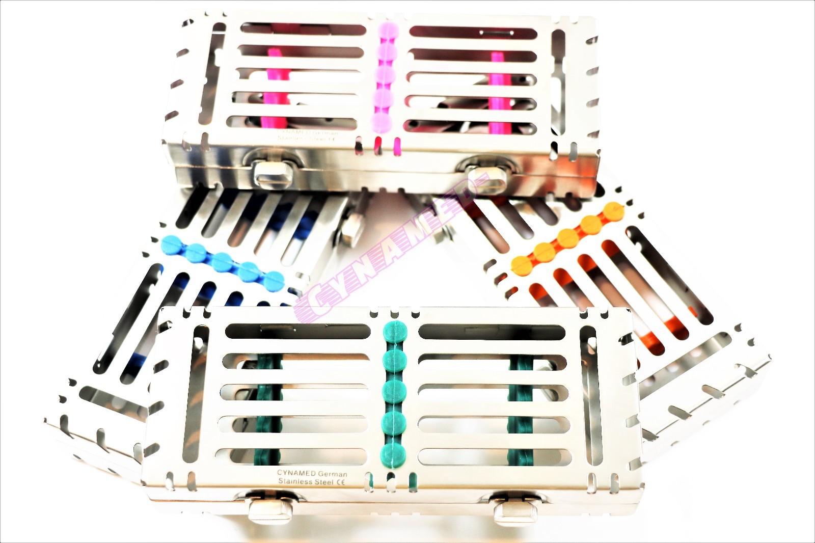 4 EA STERILIZATION CASSETTE WITH DOUBLE BUTTONS FOR 5 INSTRUMENTS AUTOCLAVABLE