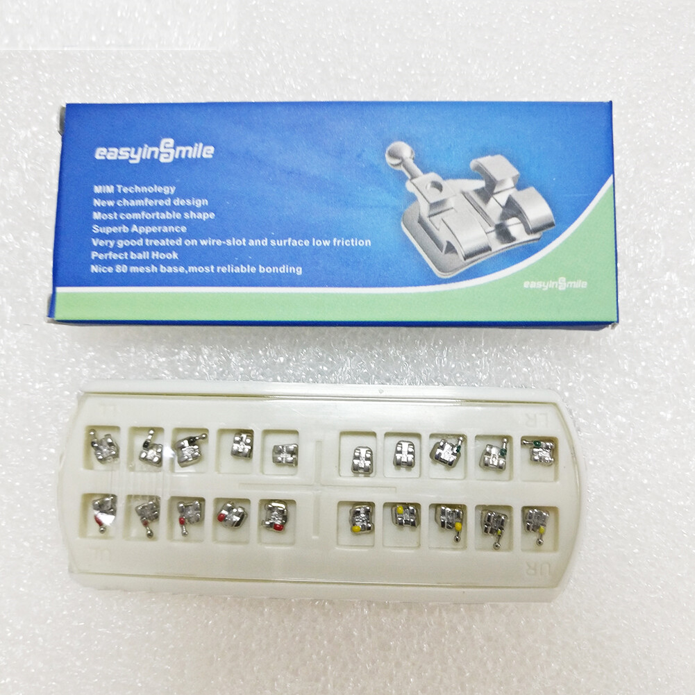 5Packs Dental Roth/MBT Orthodontic Mini Metal Brackets 022 3-4-5 Hooks Mesh Base