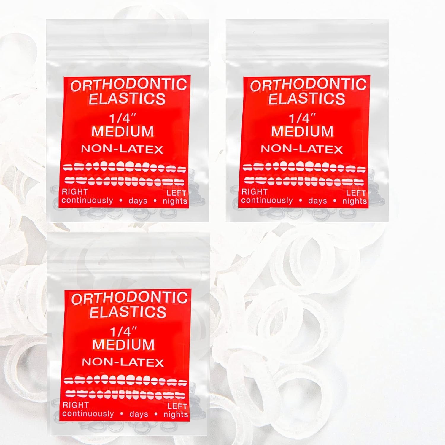 Non Latex 300 pcs 1/4inch 6.4mm Medium 4.7oz Intraoral Elastic Bands Orthodon…