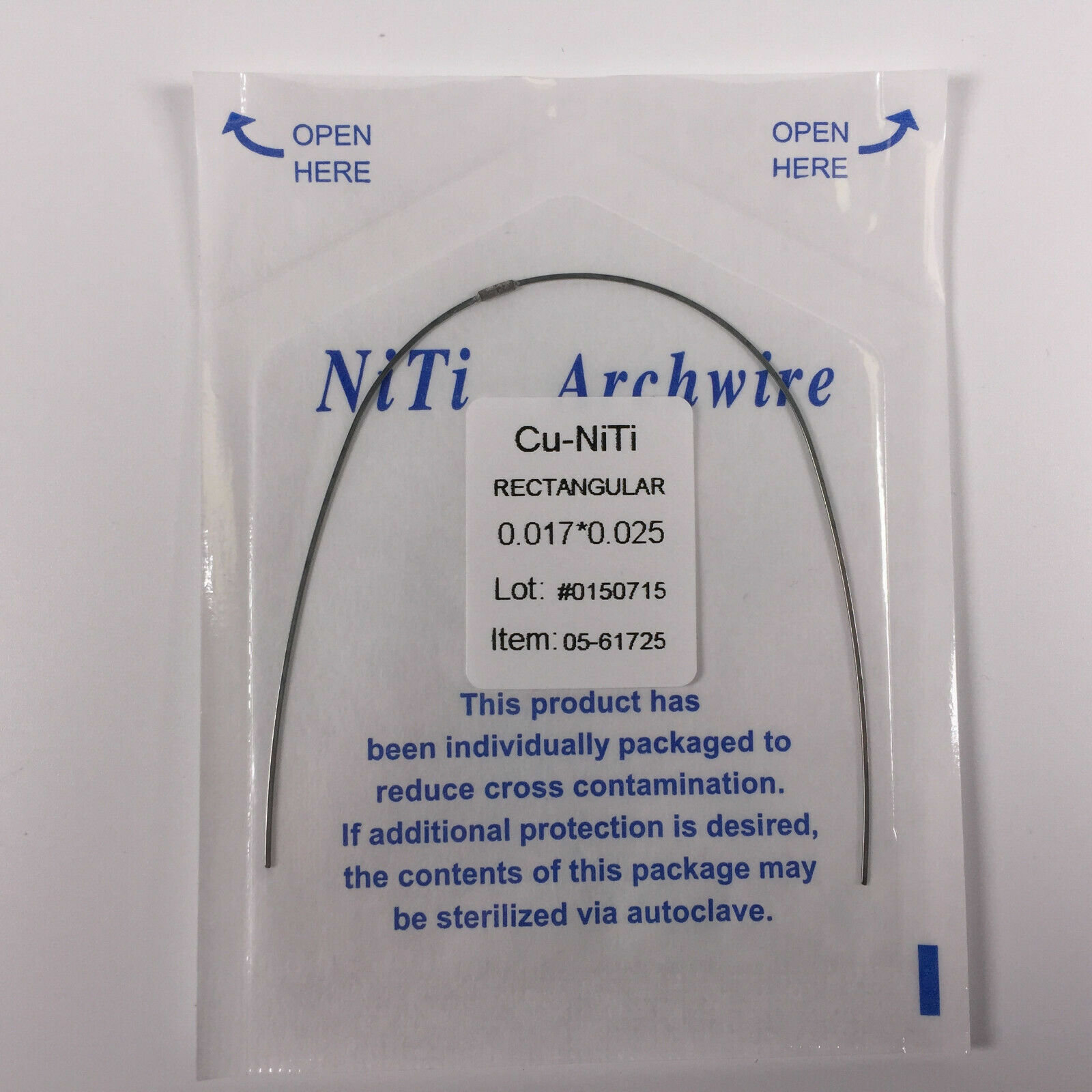 50pcs Dental Copper Cu-Niti Rectangular Arch Wires With Stopper 14-19*25 16*22