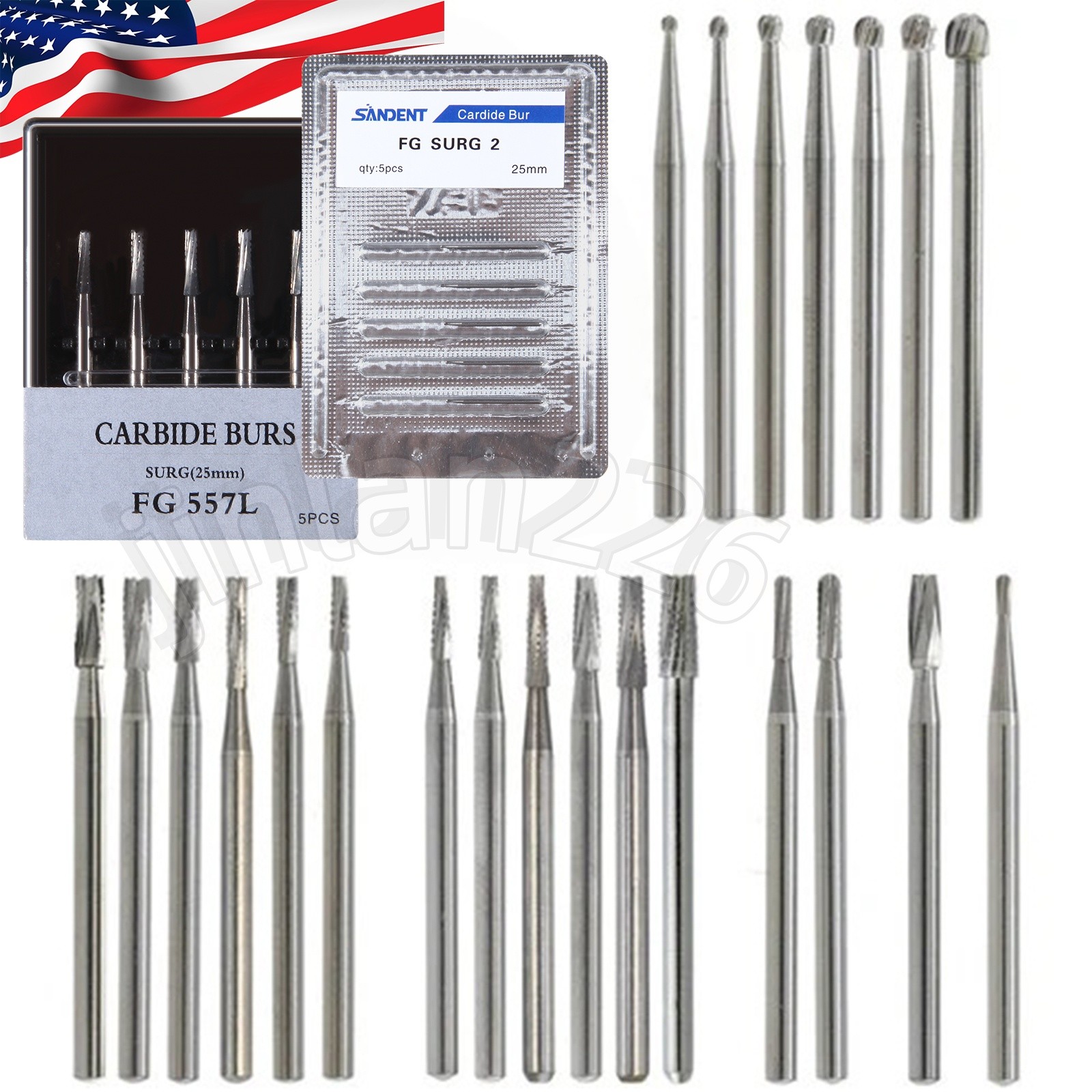 Dental Long Surgical Burs Carbide Taper Fissure FG SURG 25MM