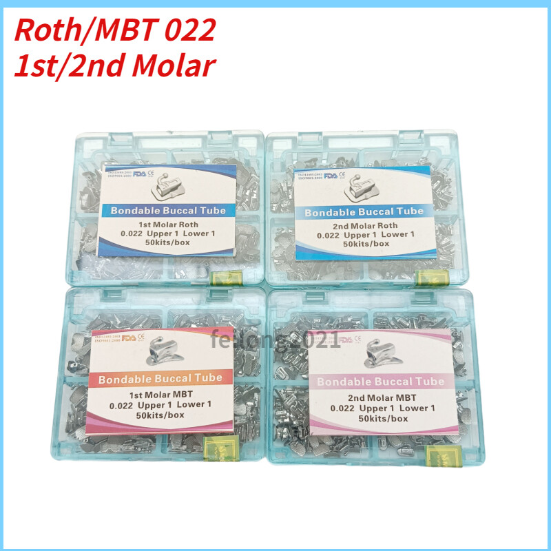 50 Sets Dental Orthodontic Buccal Tubes 1st 2nd Molar Tube Roth MBT 022 Bondable