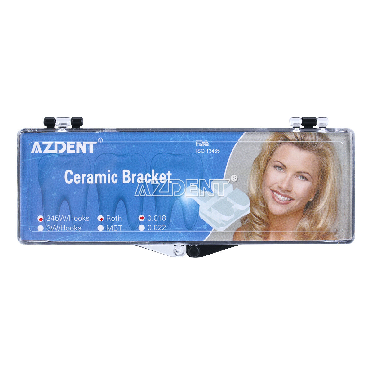 AZDENT Dental Orthodontic Ceramic Bracket Braces Roth MBT 0.022/ 018 Hooks 3 4 5