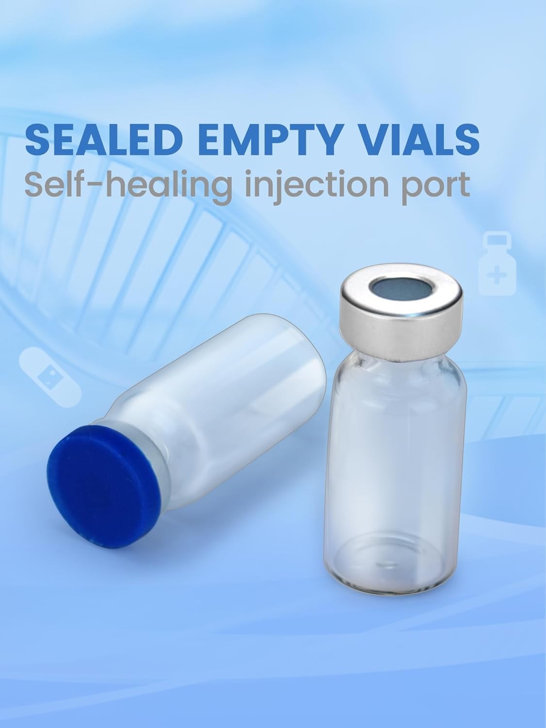 20ml Glass Vials – Self-Healing Injection Port, Sterile Empty with