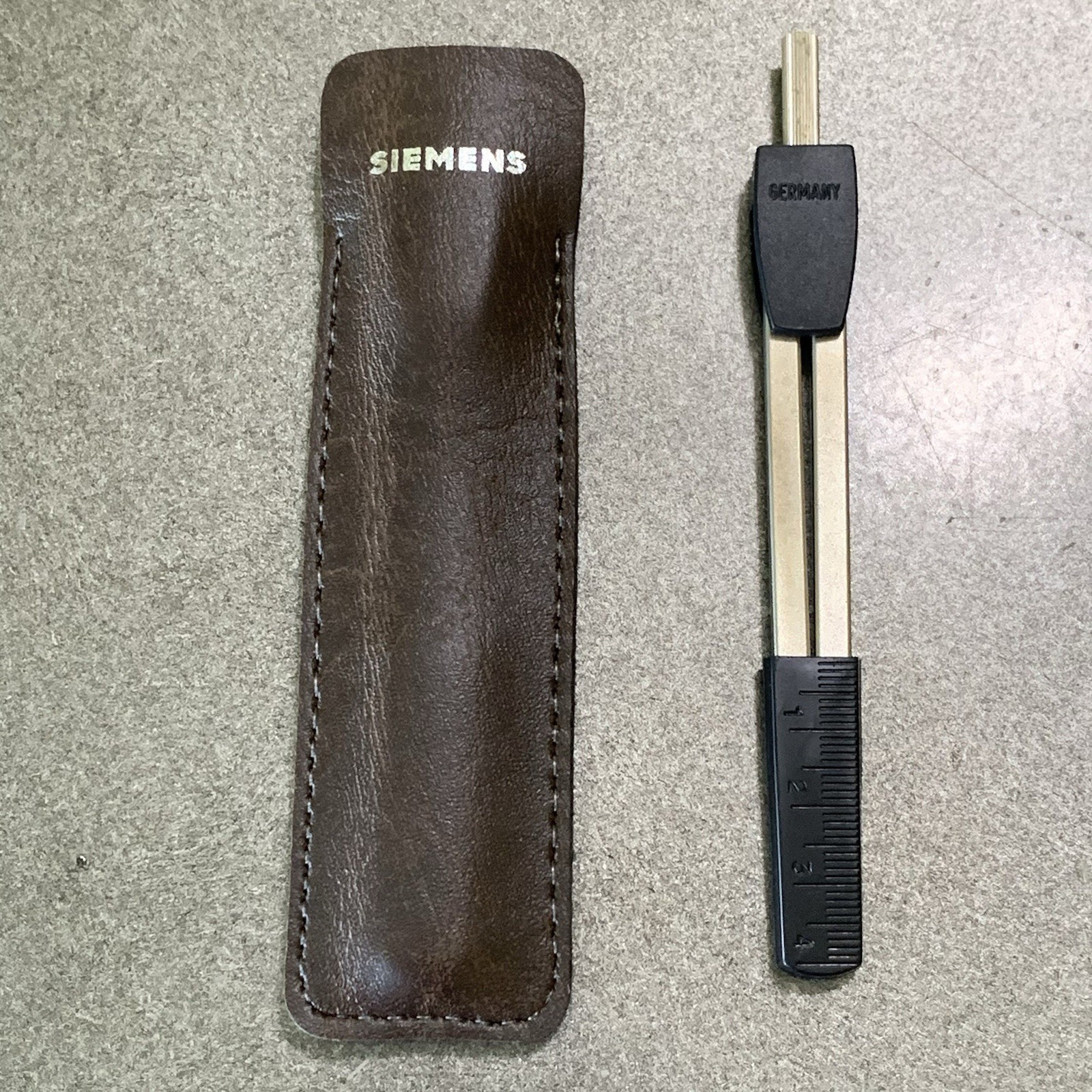 Siemens Pacesetter ECG EKG Calipers Germany with Leather Sleeve & Ruler Cap VTG
