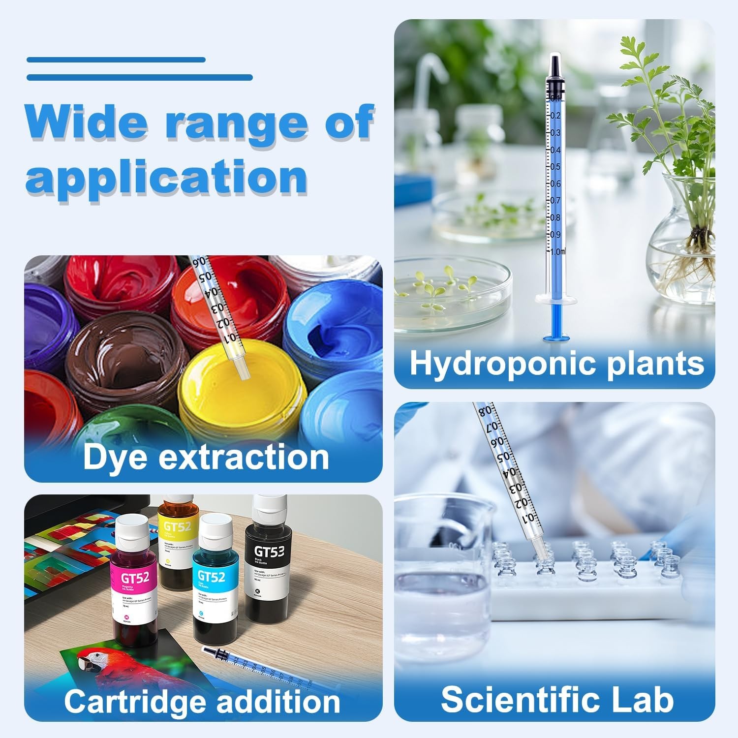 Syringe with Cap No Needle for Scientific Lab, Pet Feeding, Refilling Dispensing