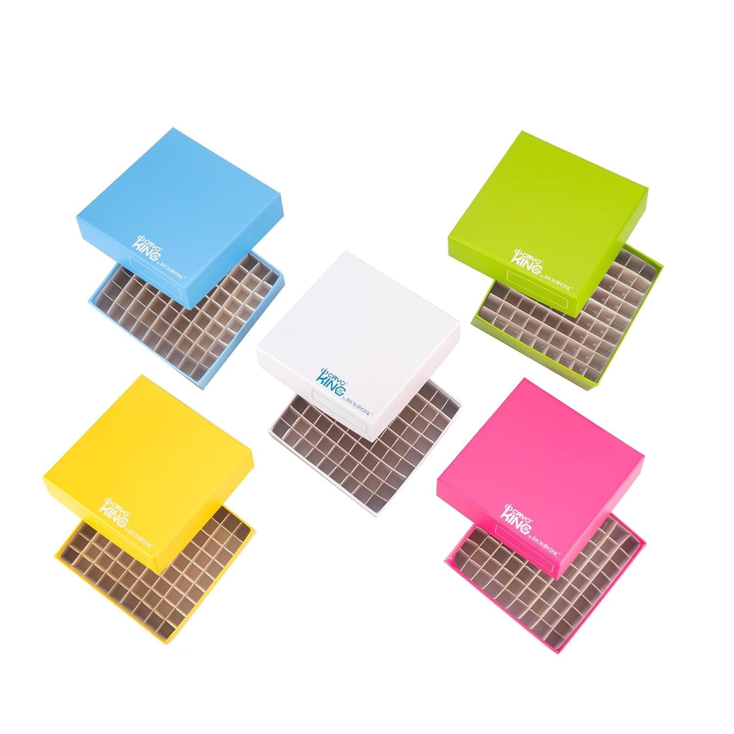 5 Pcs 100-Well 2 Cardboard Freezer Box, Fits 0.5-2.0mL Vials, Assorted
