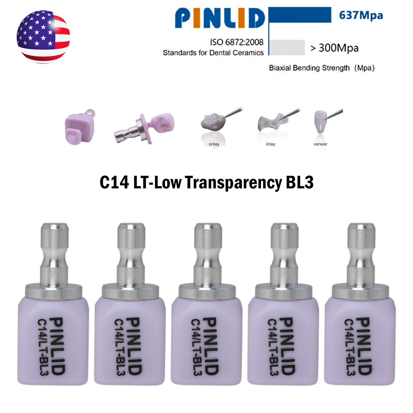 C14 Dental Emax Ceramic Blocks Lithium Disilicate CAD/CAM CEREC Block 5Pcs/box