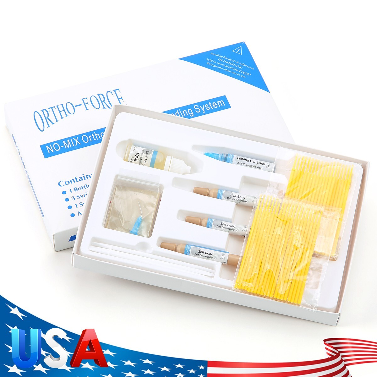 Dental Adhesive No-Mix Bonding/ Ortho Light Cure Resin/ Blue/Green Glue Kit