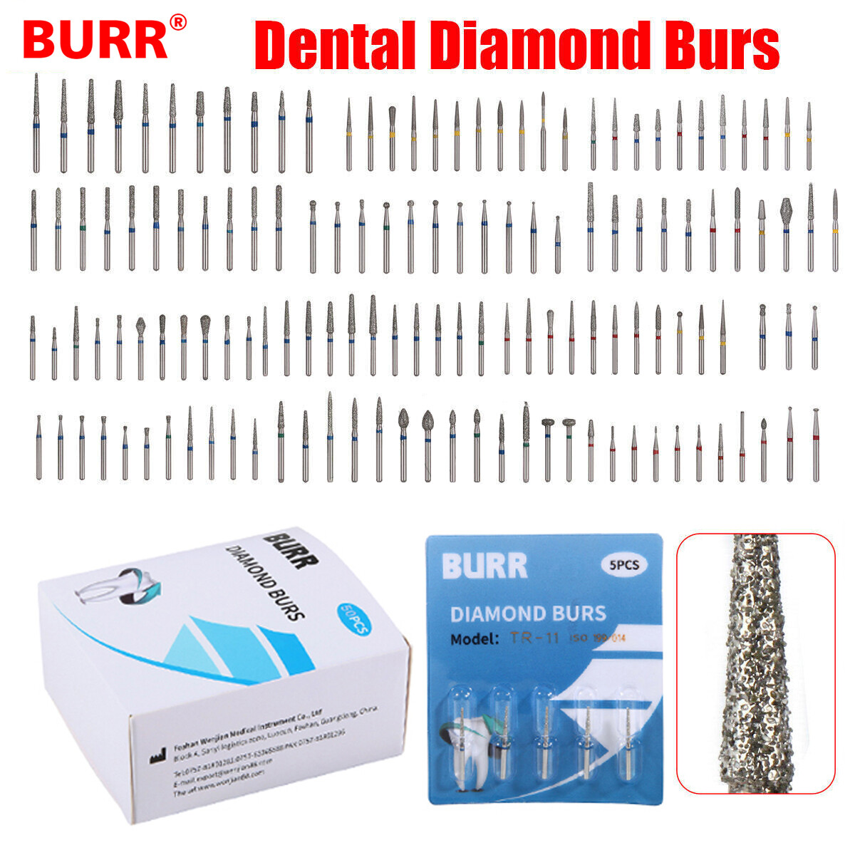 100pcs Fresas salees de diamante redondas para pieza de mano alta velocida FG