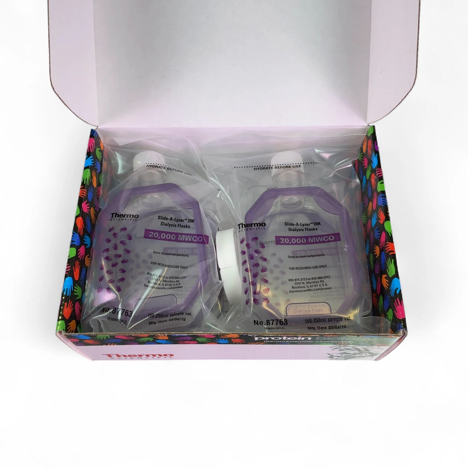 Thermo Scientific Slide-A-Lyzer 250mL Dialysis Flask 20K-MWCO 87763, March 2019