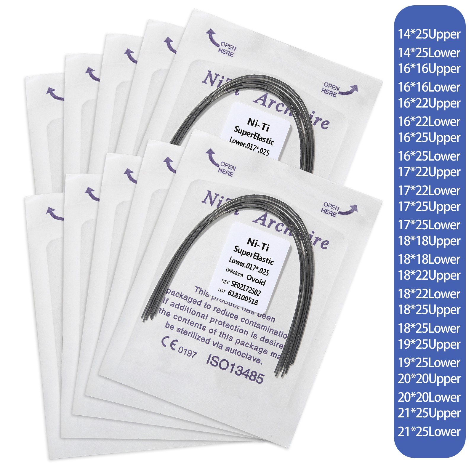 10 Packs Dent Orthodontic Arch Wire Rectangular Niti Super Elastic Upper/Lower