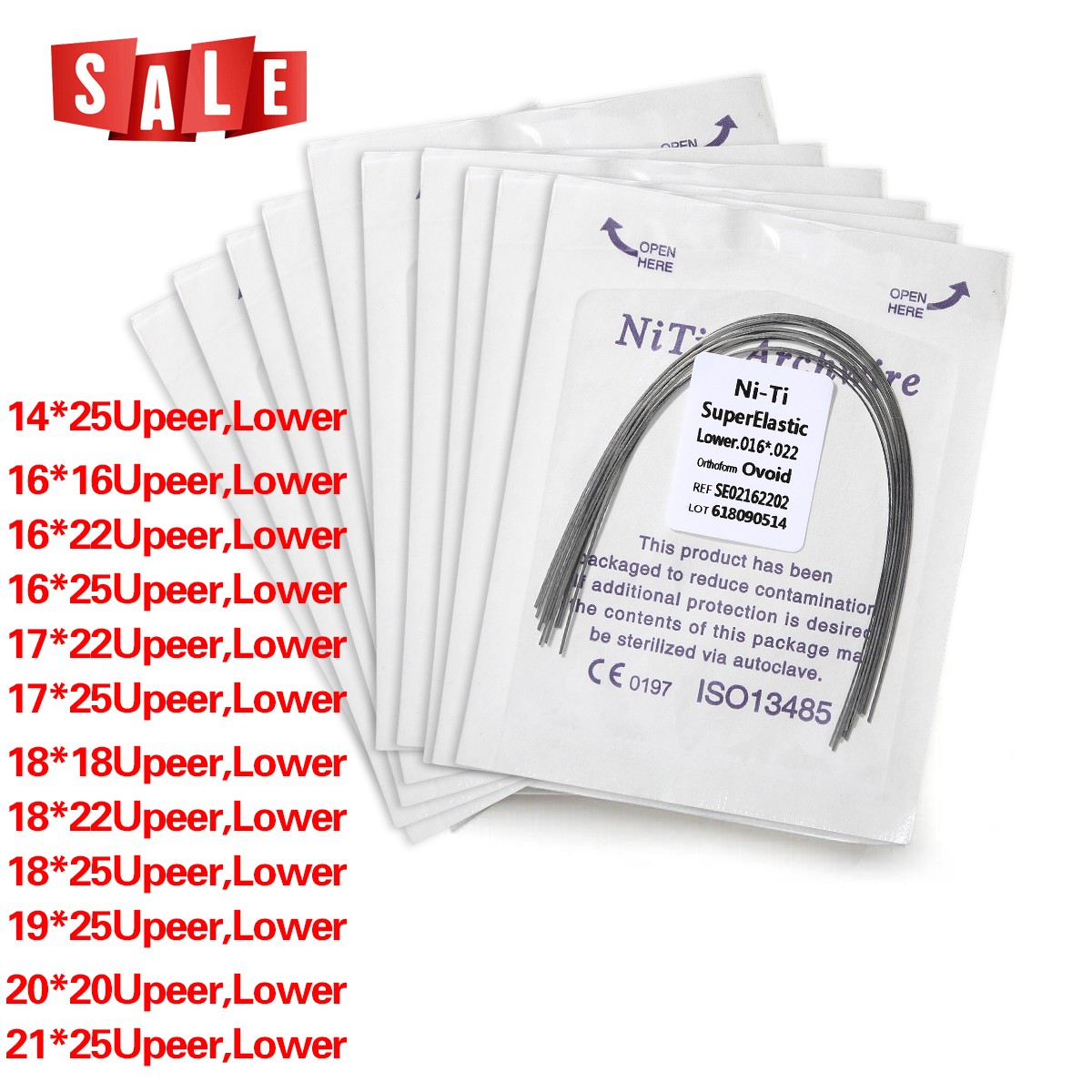 10 Packs Dent Orthodontic Arch Wire Rectangular Niti Super Elastic Upper/Lower