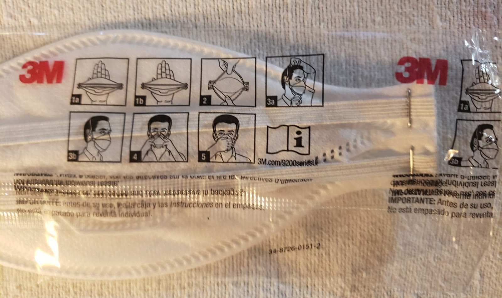 Qty 10 – 3M 9210+ Aura N95 NIOSH Mask – Headband – NEW & Individually Sealed
