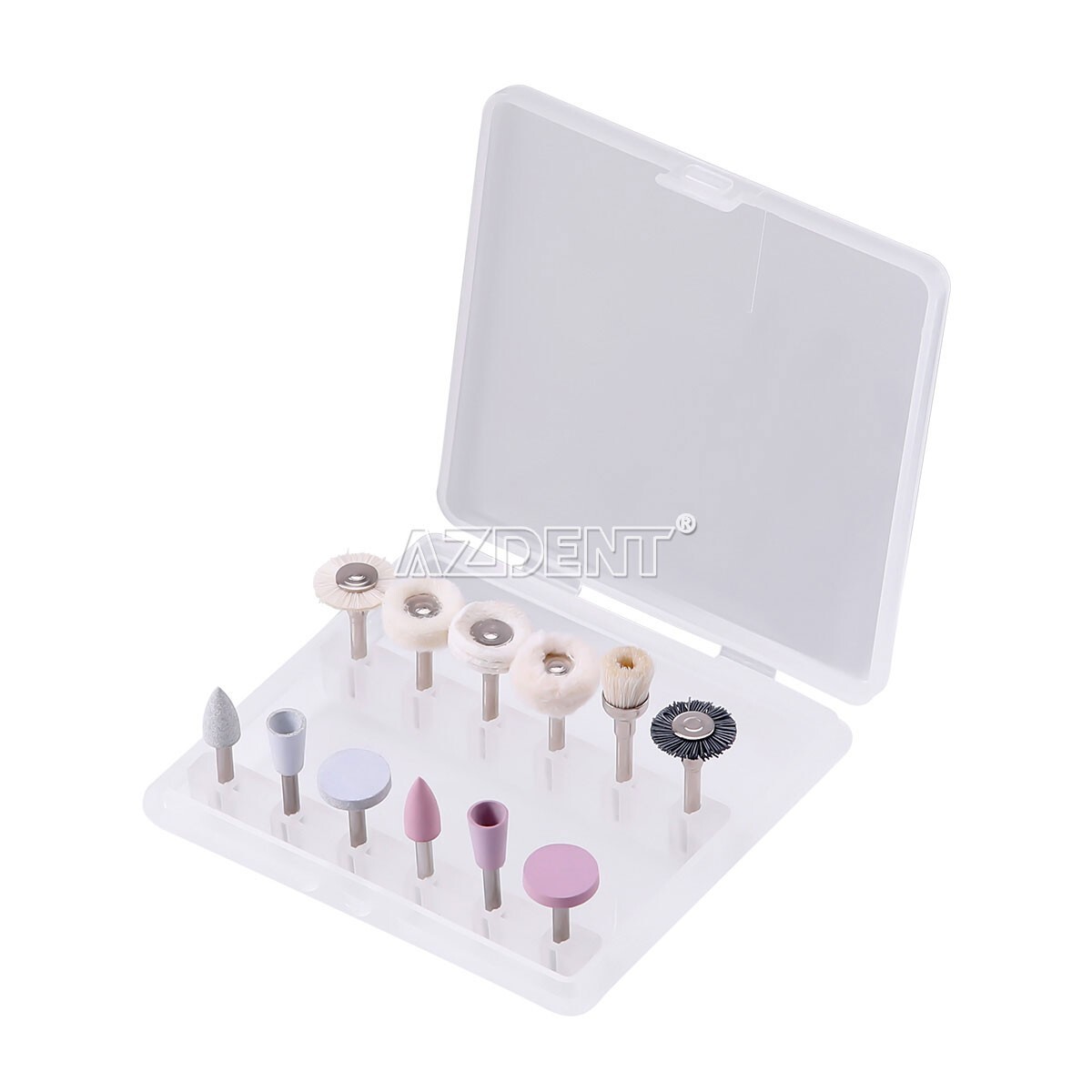 12pcs Dental Diamond Burs Silicon Carbide Felt Wheels Polishing Kit RA 2.35mm US