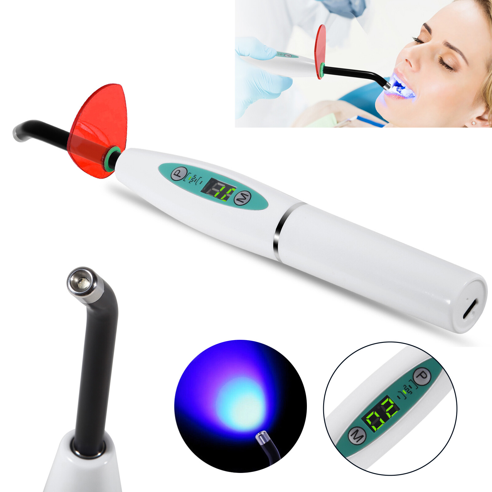 Wireless Dental Curing Light 5W Power LED Lamp 420-460nm Wavelength LA400 Tip OR