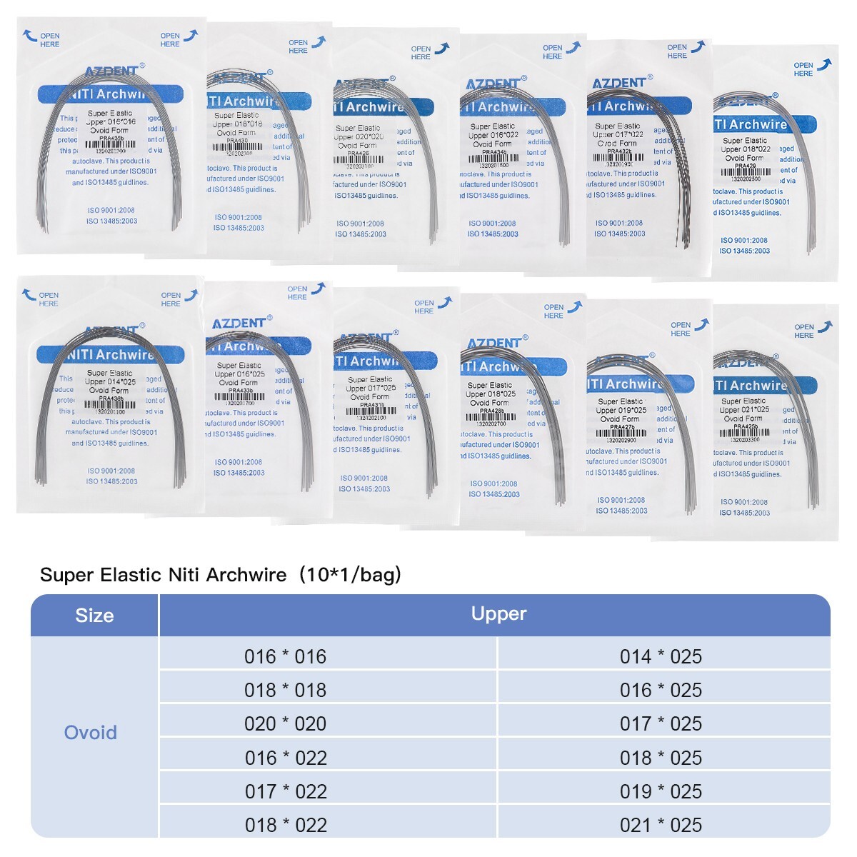 AZDENT Dental Orthodontic Super Elastic Niti Arch Wires Rectangular Ovoid/Nature