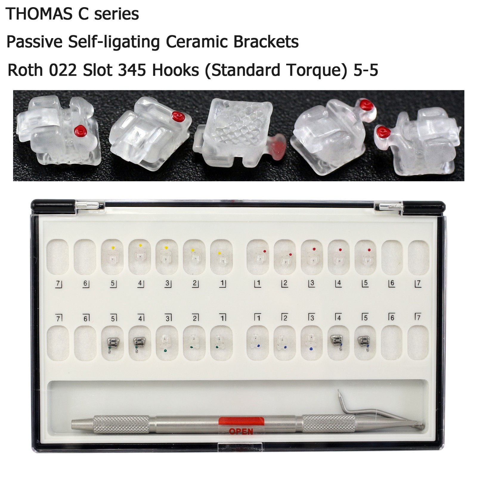 Dental Orthodontic Self Ligating Brackets Braces Ceramic Roth MBT 022 345 Ormco
