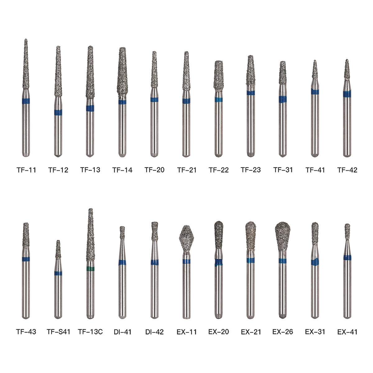 1000pcs AZDENT Dental Diamond Burs For High Speed Handpiece Friction Grip Burs