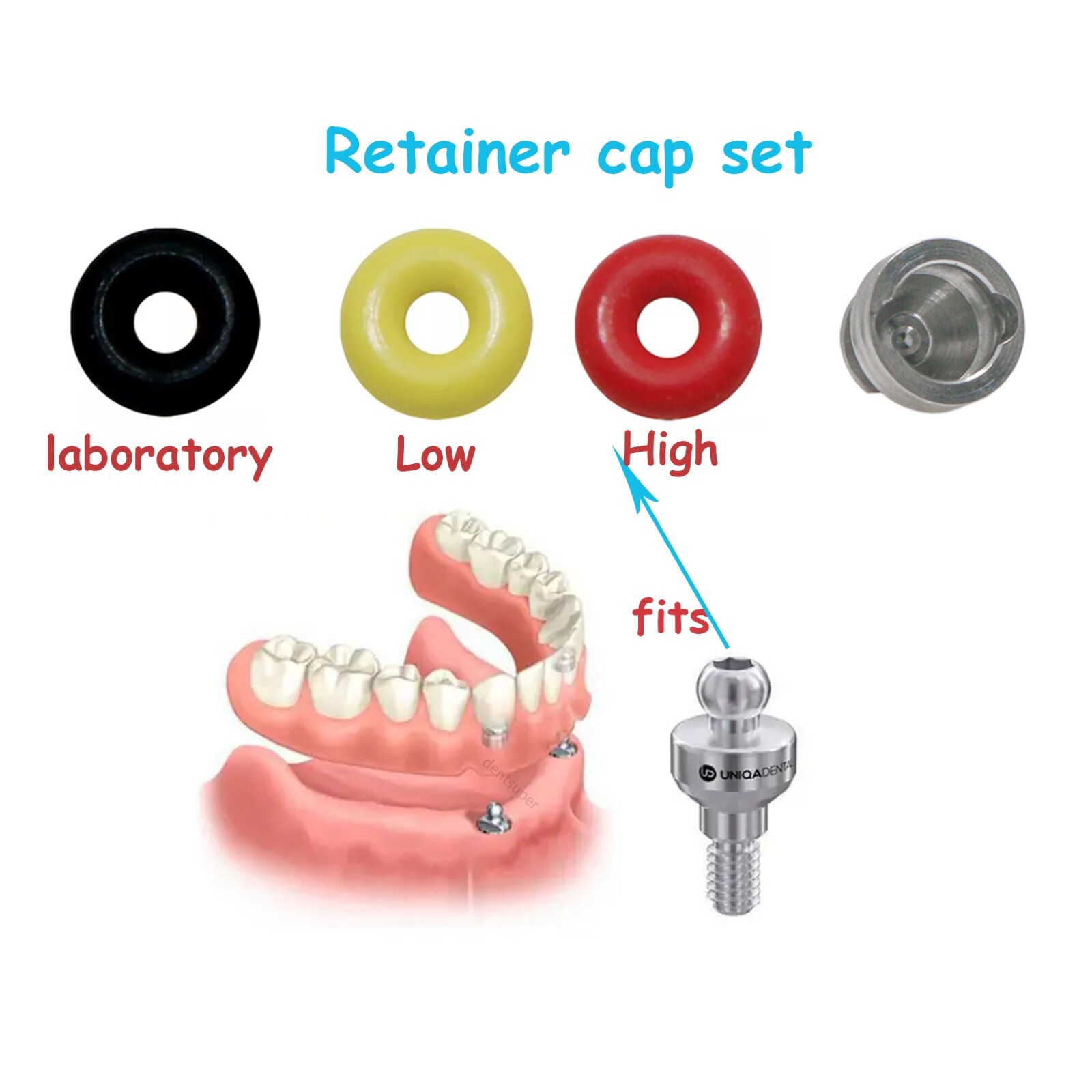 4Pc/Set Implant O-Ring Retention Cap Kit for Hiossen Osstem Ball Abutment Dental