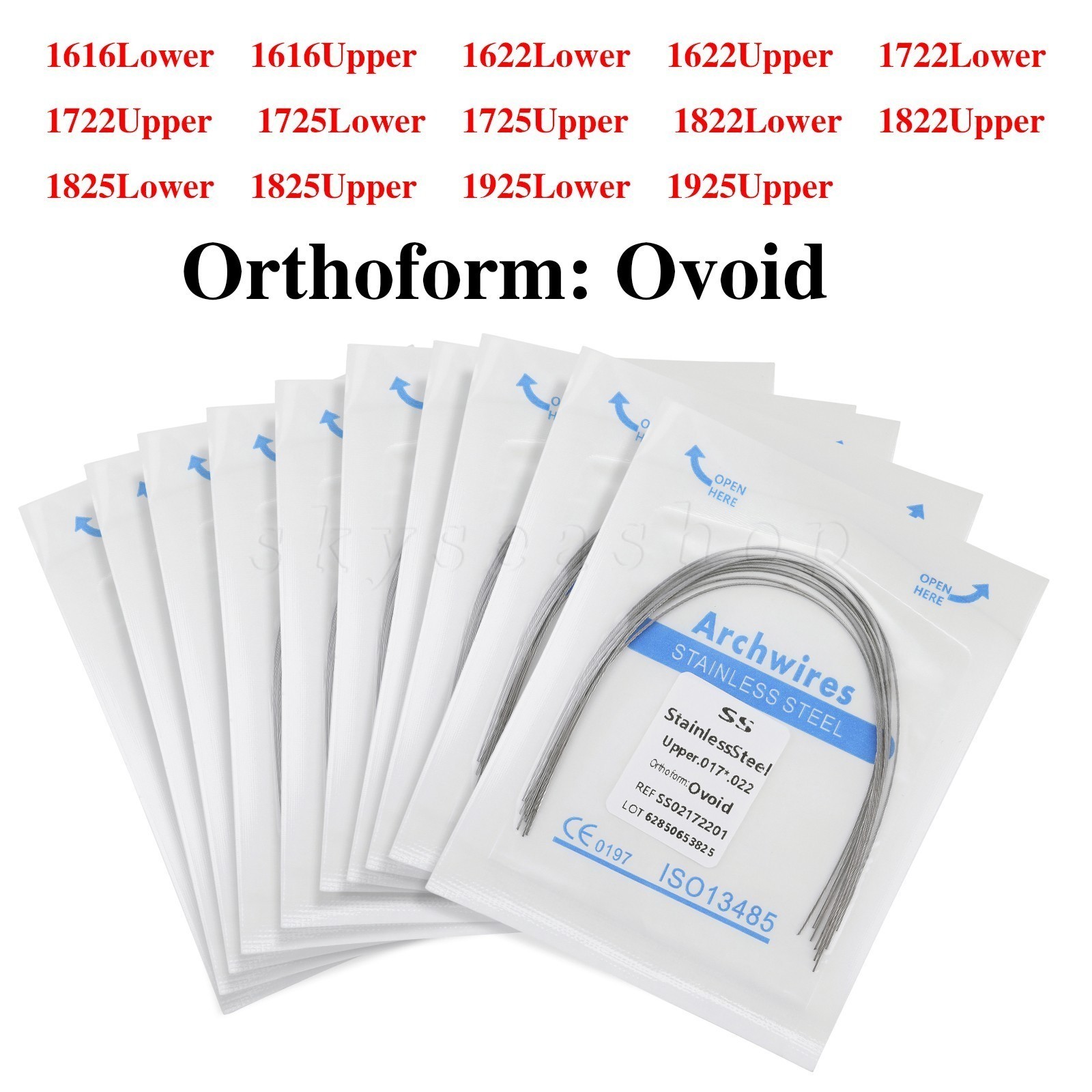1-100Packs Dental Orthodontic Stainless Steel Rectangular Arch Wires Ovoid U/L
