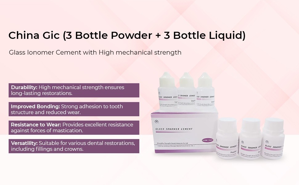 3x Dental Glass Ionomer Cement for Fixing of Crown & Bridges PL Set