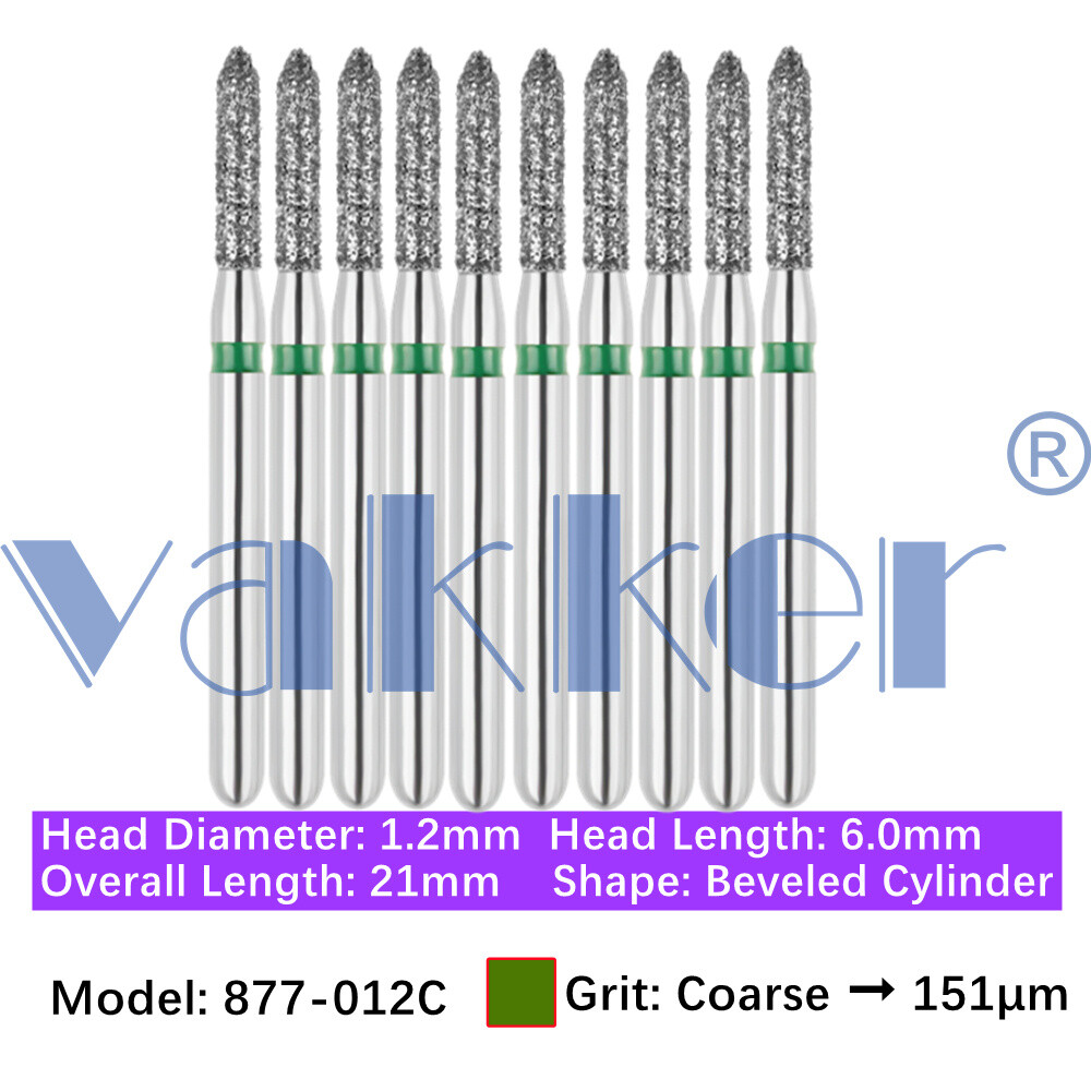 10pc Diamond Bur Shape Bevel Cylinder & Gingival Curetage Fine Medium Coarse