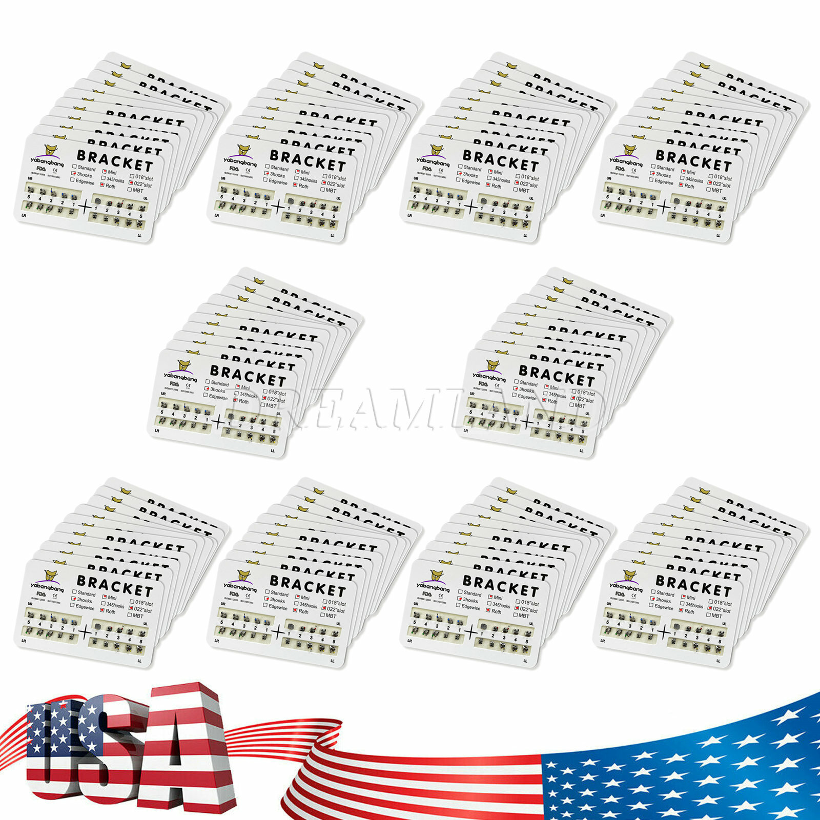 100 packs Dental Orthodontic Brackets Mini Roth 0.022 Slot 3hooks No.3