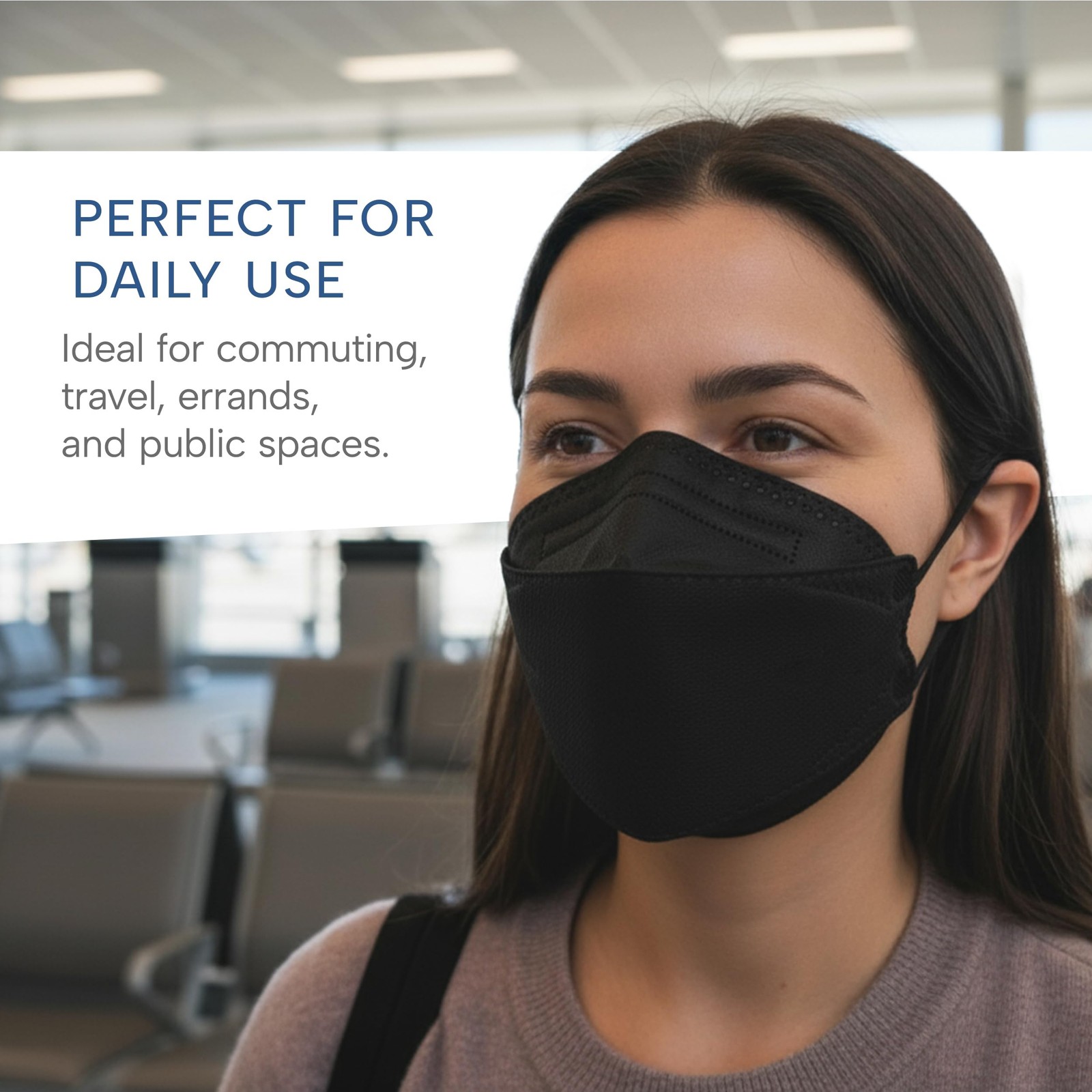 Welcome Series KN95 3D Face Mask, Black, Medium, Pack of 50