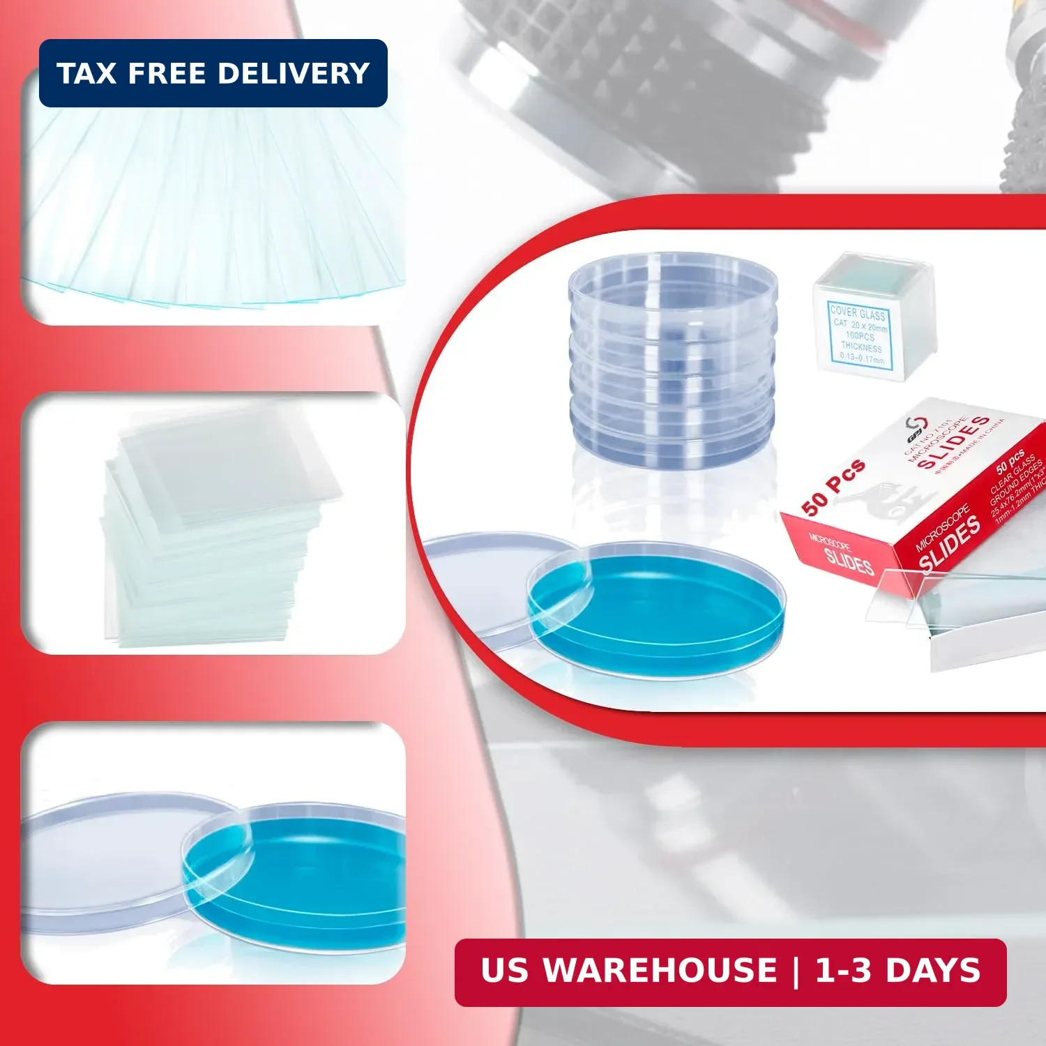 60mm Diax15mm Deep Lab Petri Plate Dish with Lid Set | 50 Pcs Blank Microscope S