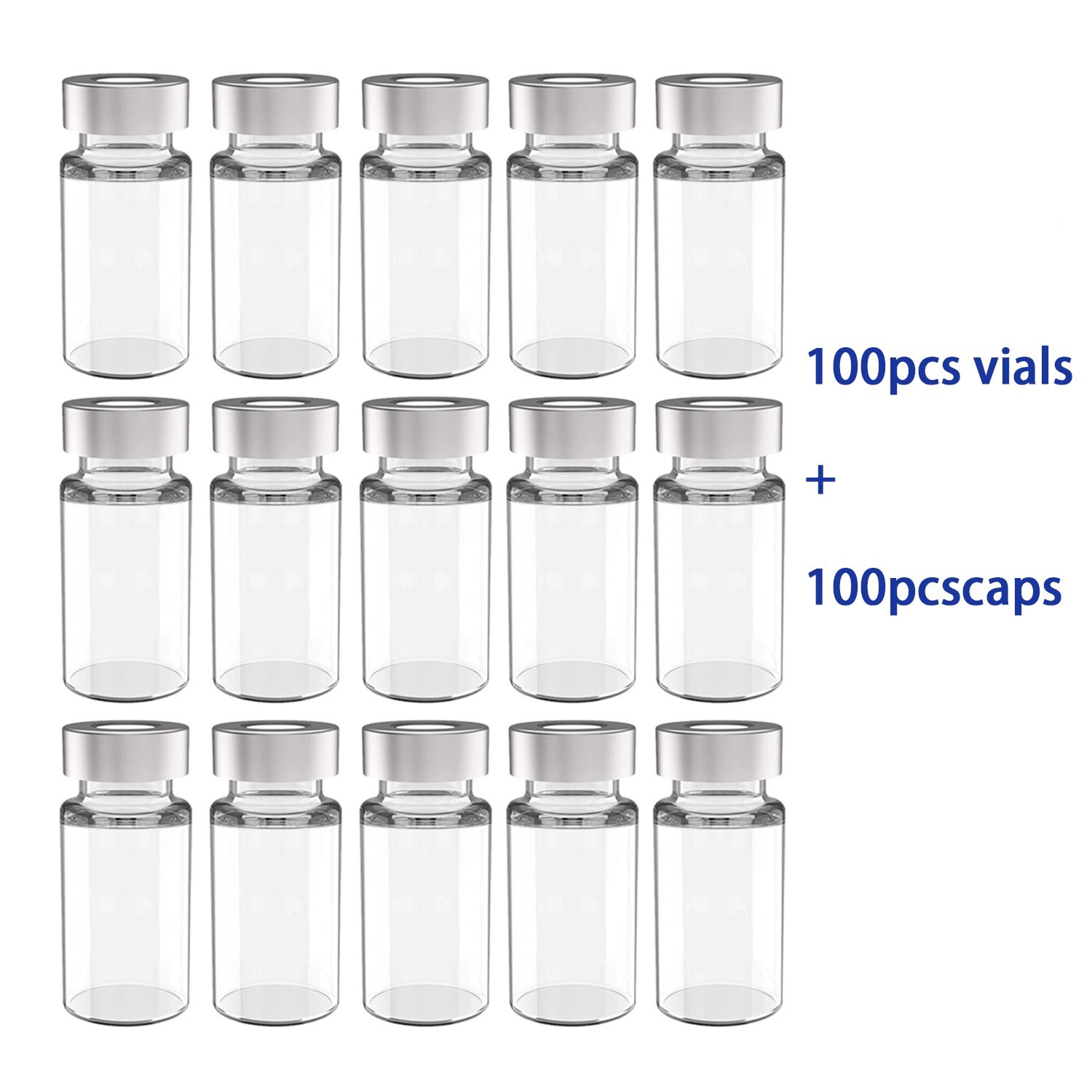 1000PCS 10ml Sample Vials Aluminum Caps 20mm Crimp Top Clear Glass Bottle HPLC