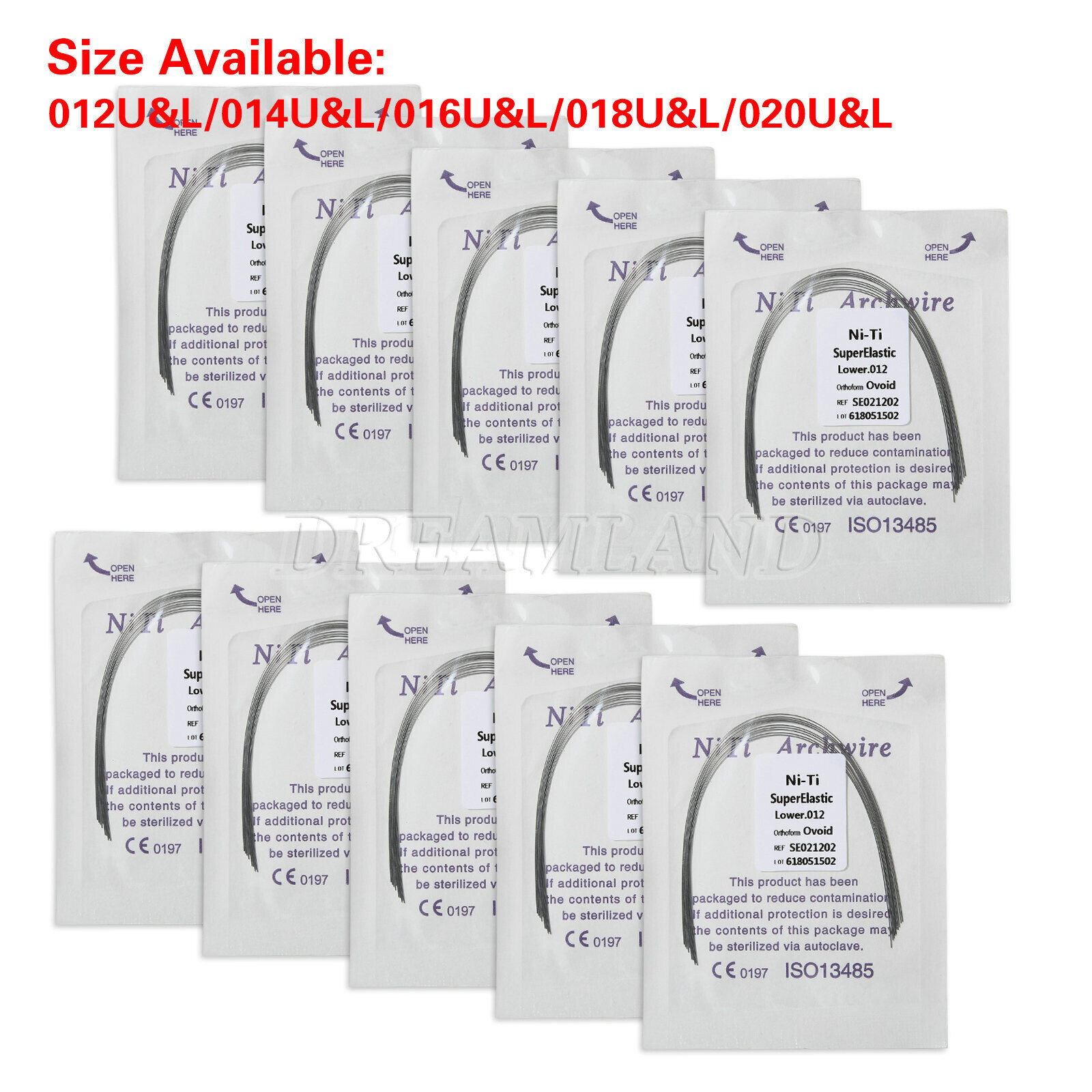 10-1000pcs Dental Super Elastic Niti Round Arch Wires Ovoid for Bracket Braces