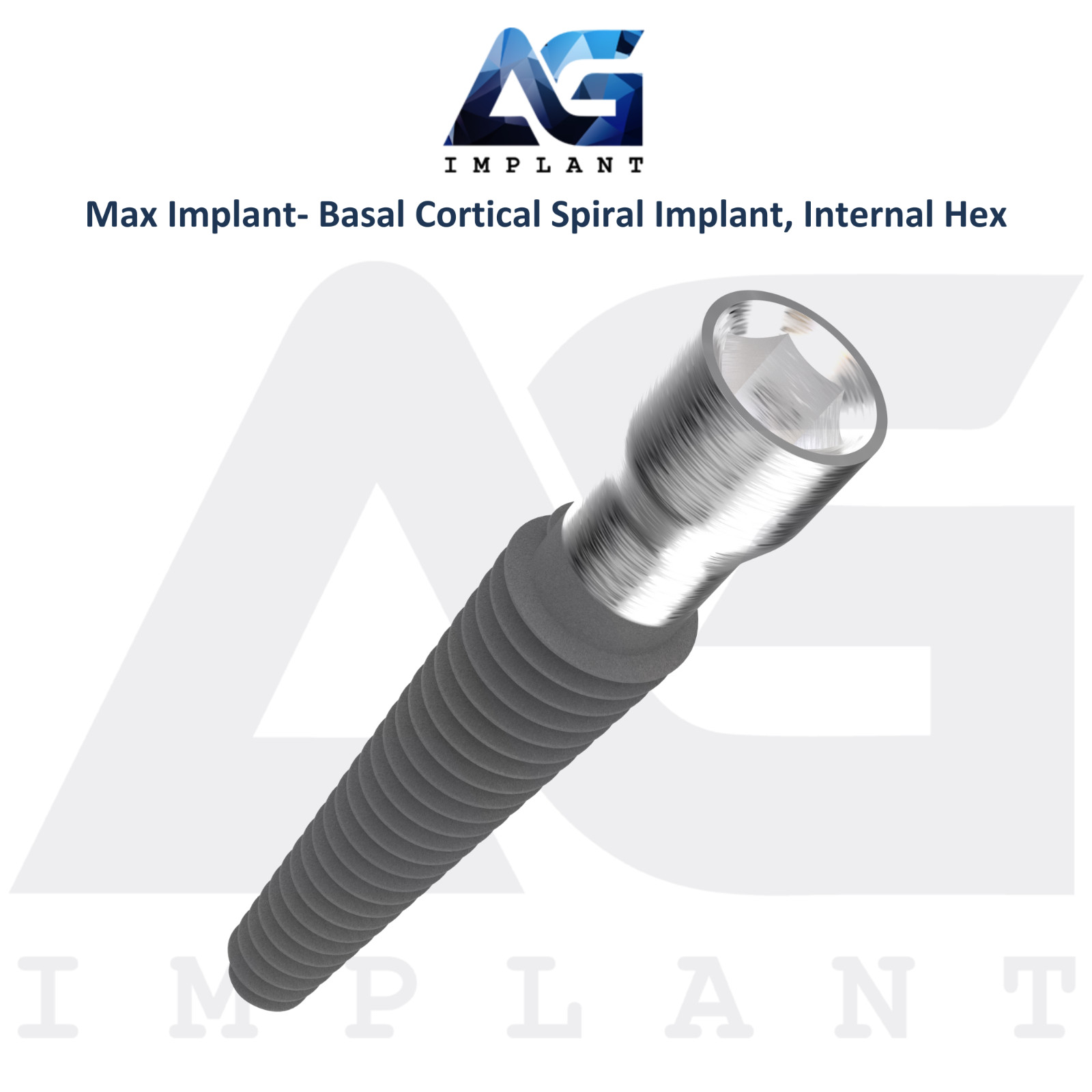 Dental MAX Basal/Cortical Titanium Spiral Fixtures Int Hex 2.42mm System
