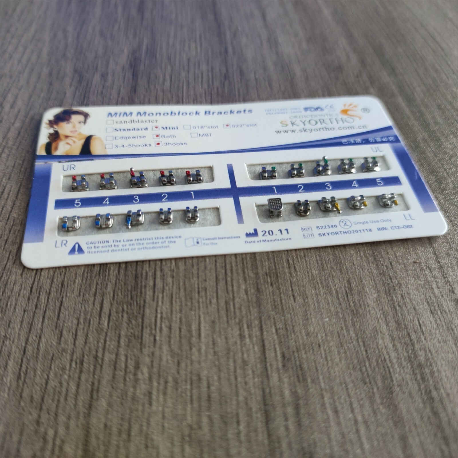 10 Packs Dental Orthodontics Brackets Braces Mini Roth 022 3 Hook MIM Monoblock