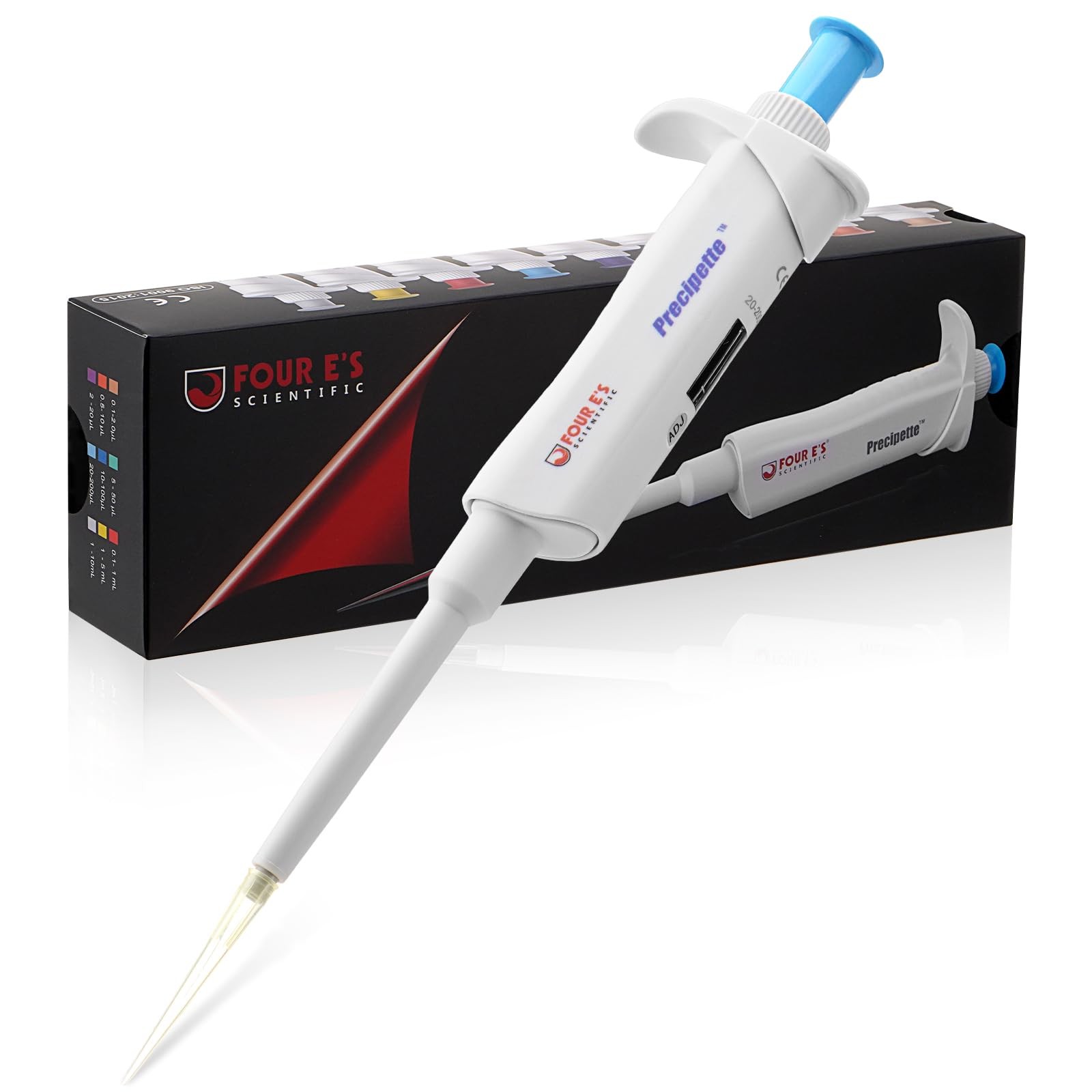 Lab 20-200µL Pipette: Single-Channel Adjustable Micropipette with Color-Coded (B