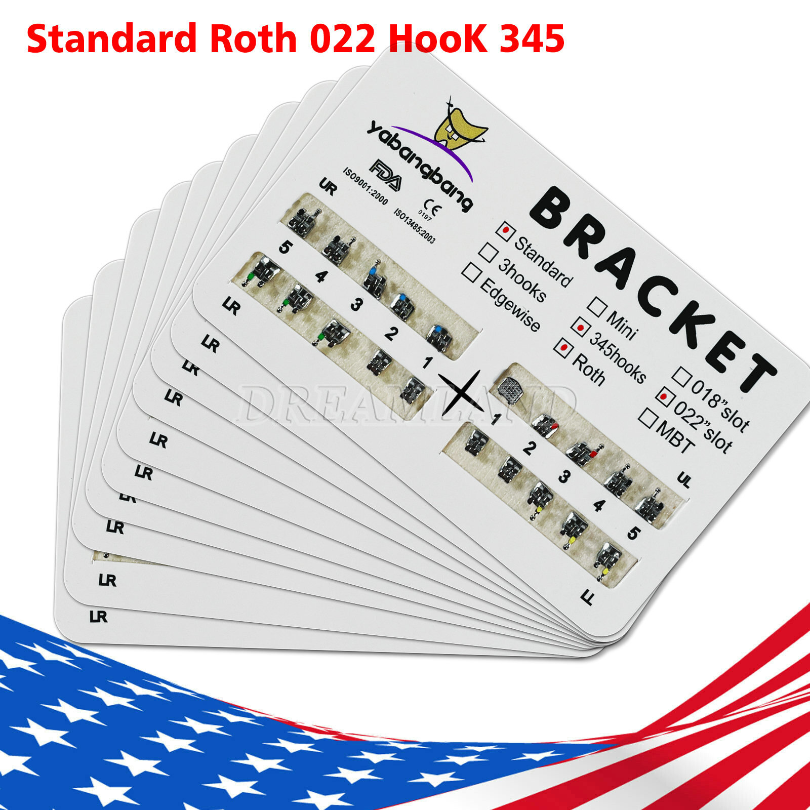 Dental Orthodontic Brackets Braces Standard Roth .022 Hooks 3-4-5